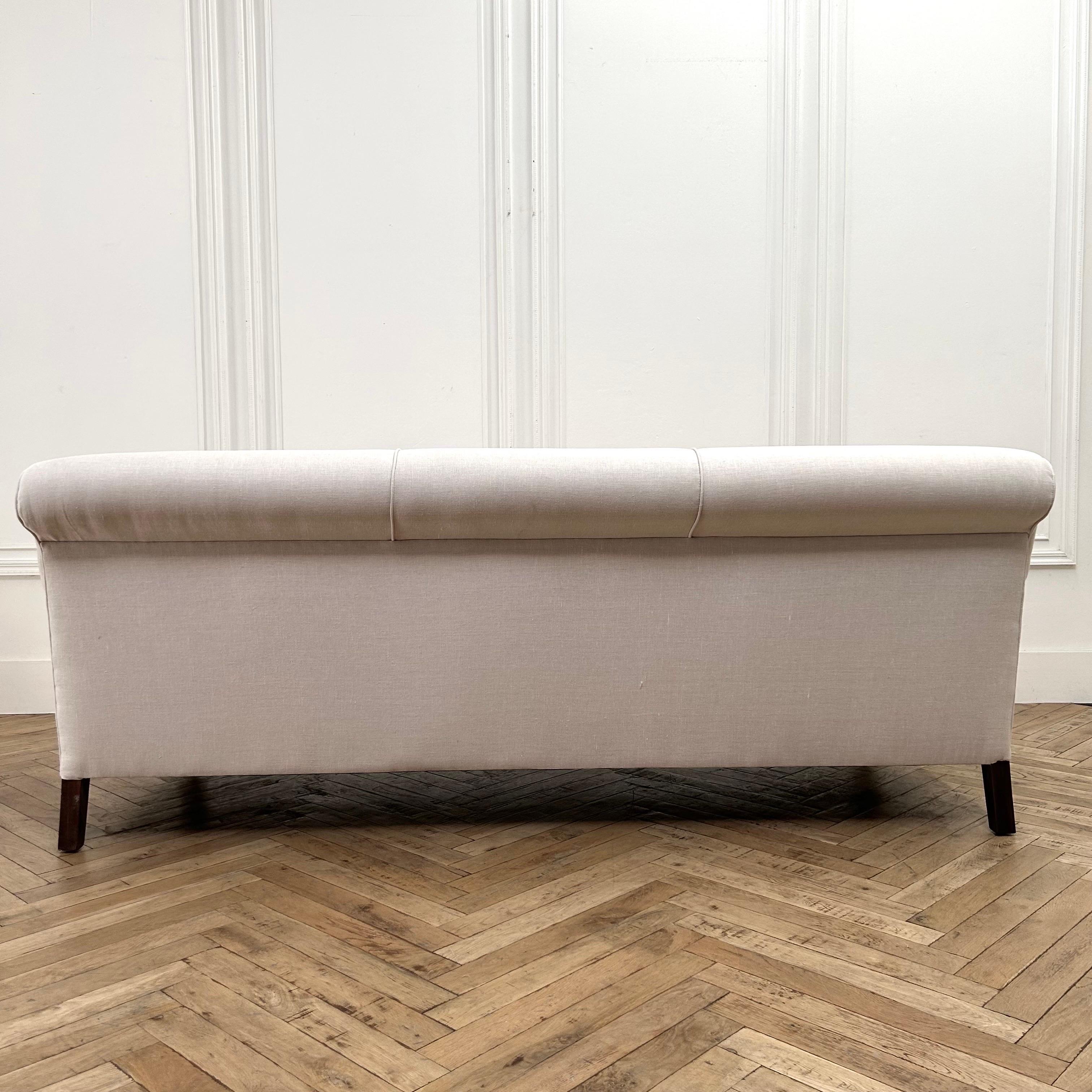 English Arm Sofa in Natural Linen Floor Sample Sale 3