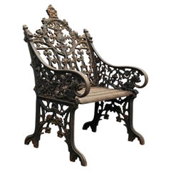 English Armchair / Bench 19th Century Cast Iron and Teack