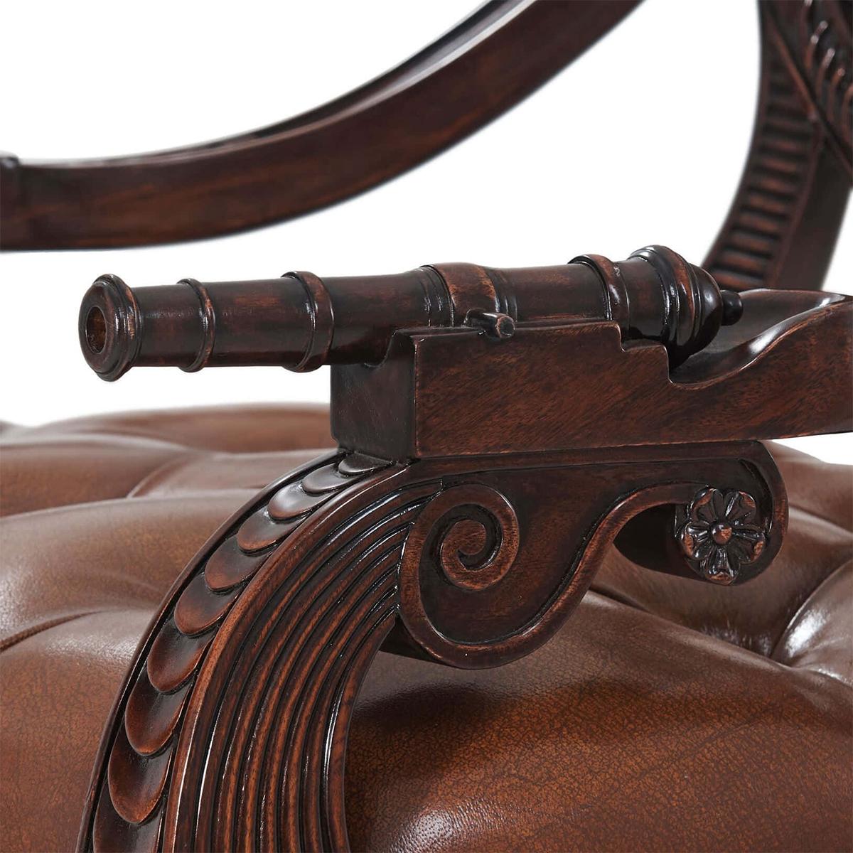 Englischer Sessel – geschnitzter Wappenmantel im Angebot 1