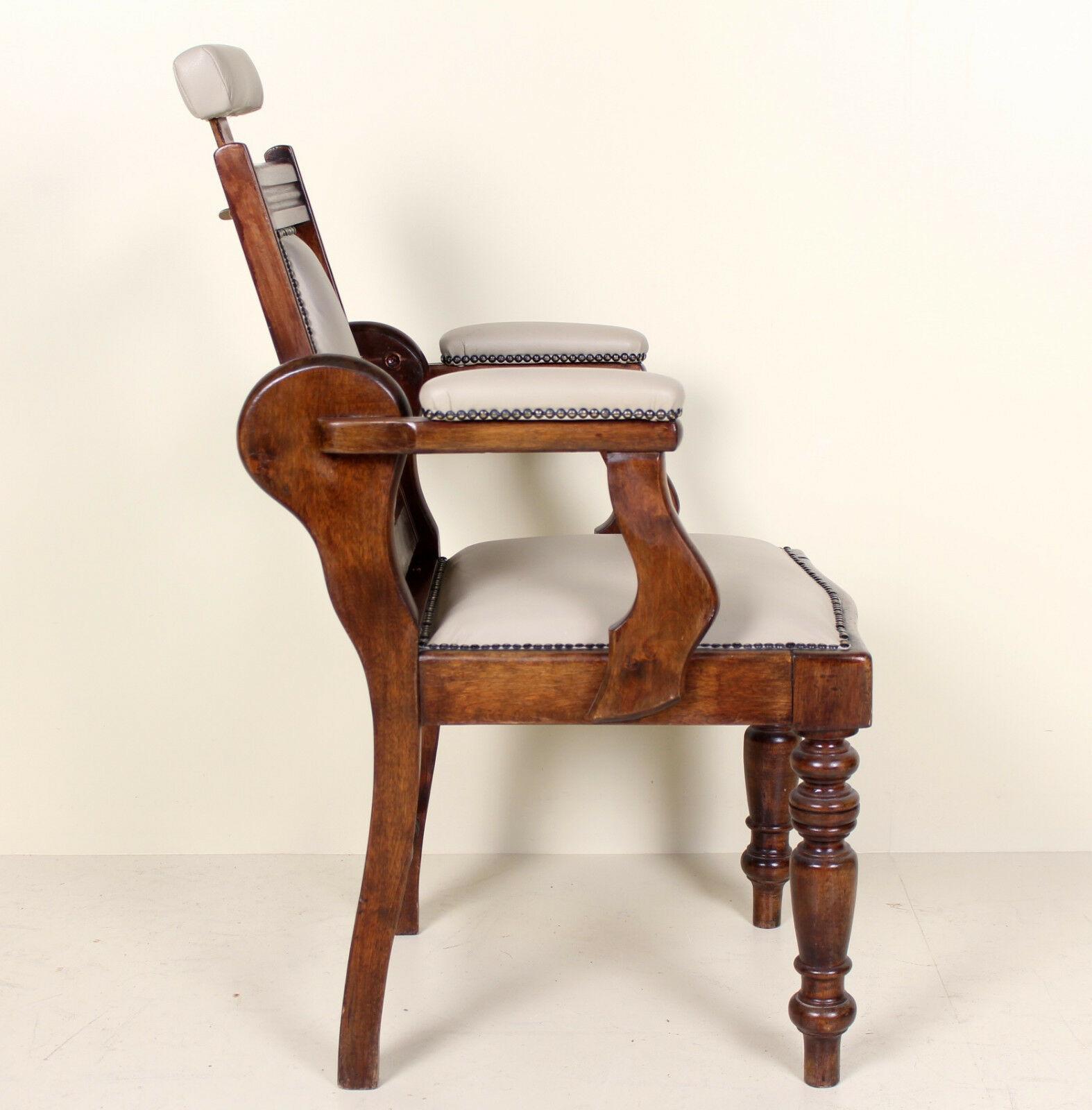 English Armchair Edwardian Barbers Chairs Carved Mahogany For Sale 6