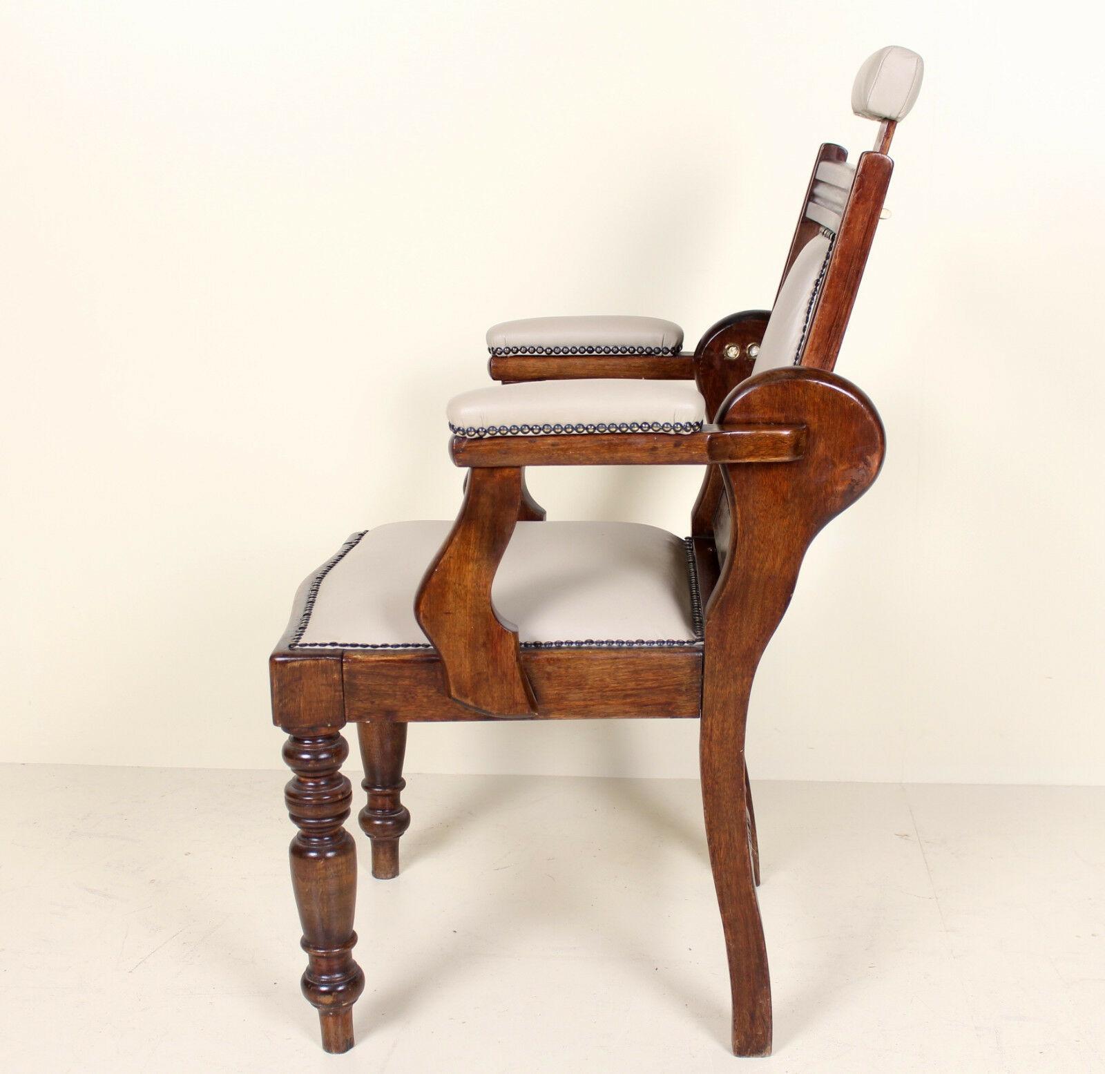 English Armchair Edwardian Barbers Chairs Carved Mahogany For Sale 2