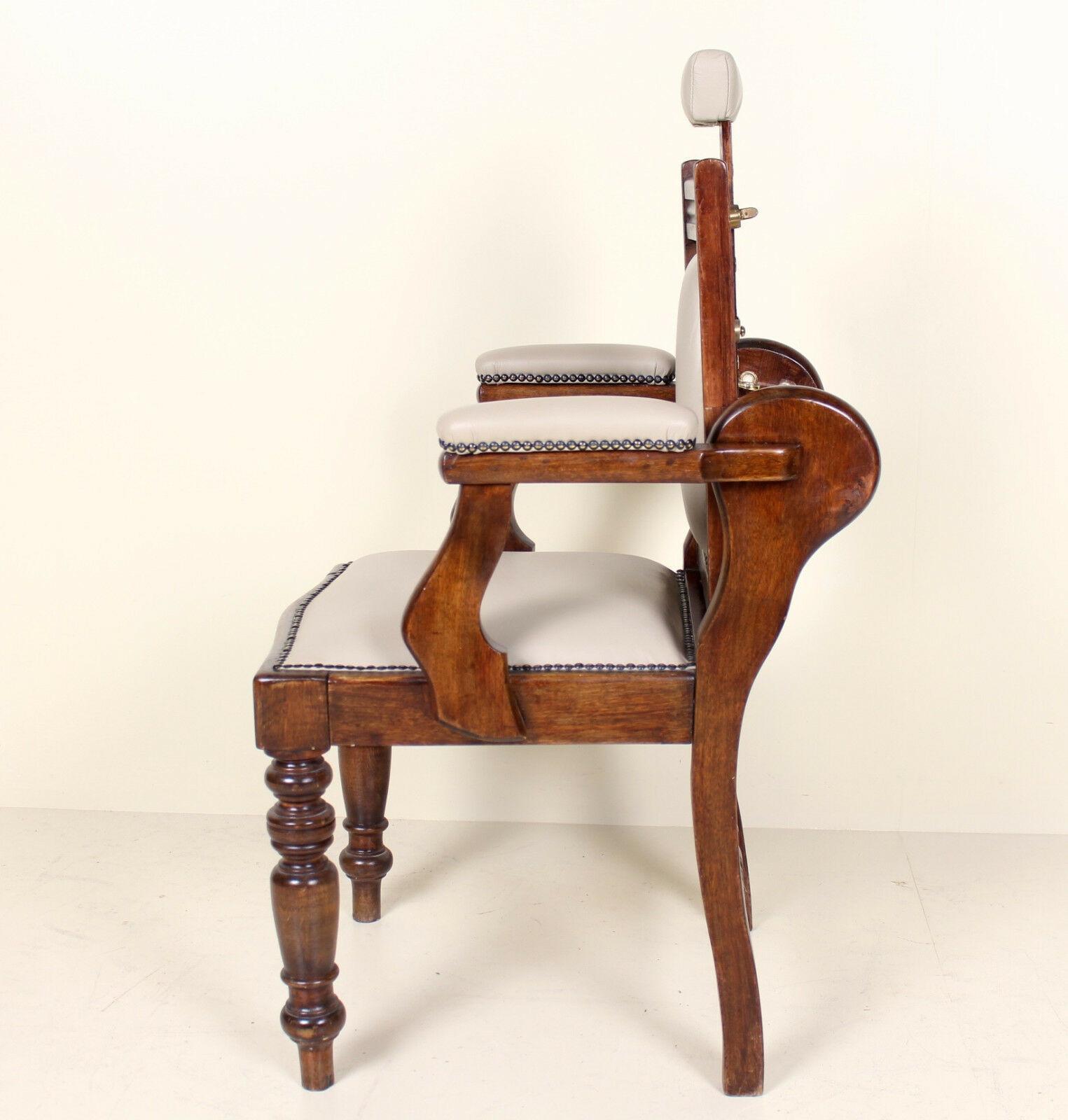 English Armchair Edwardian Barbers Chairs Carved Mahogany For Sale 4