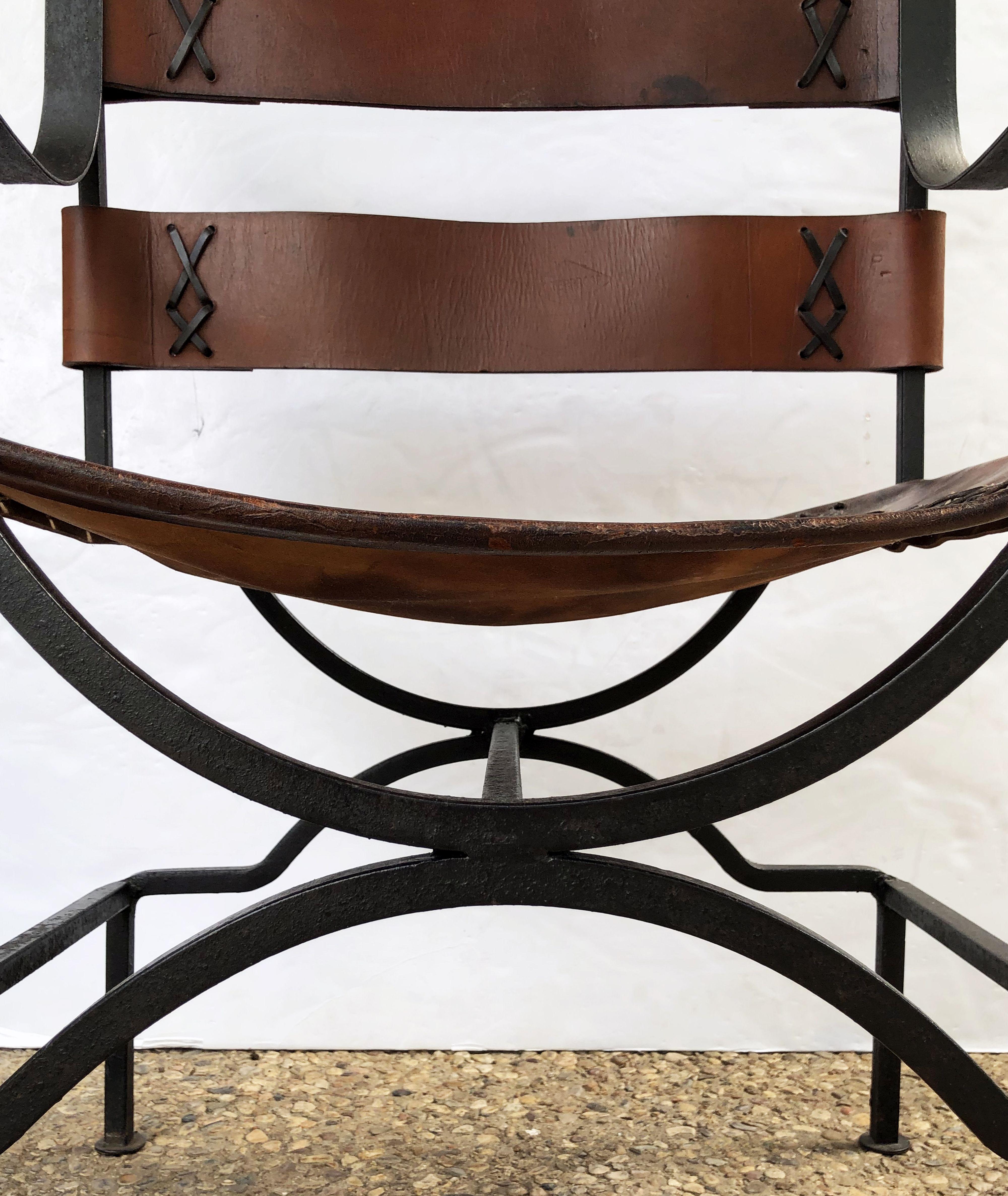 English Armchair or Lounge Chair of Iron and Leather 6