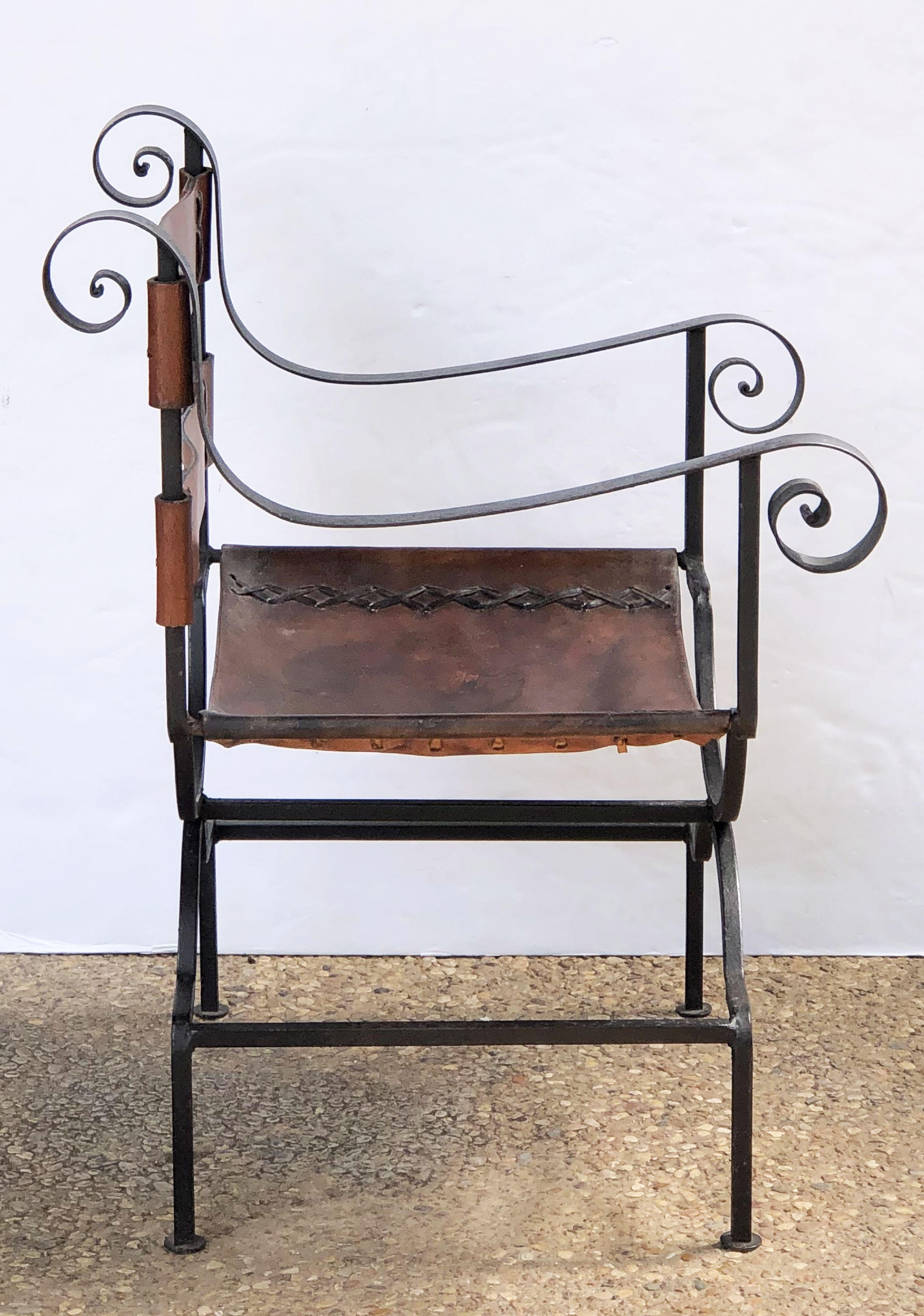 English Armchair or Lounge Chair of Iron and Leather 8