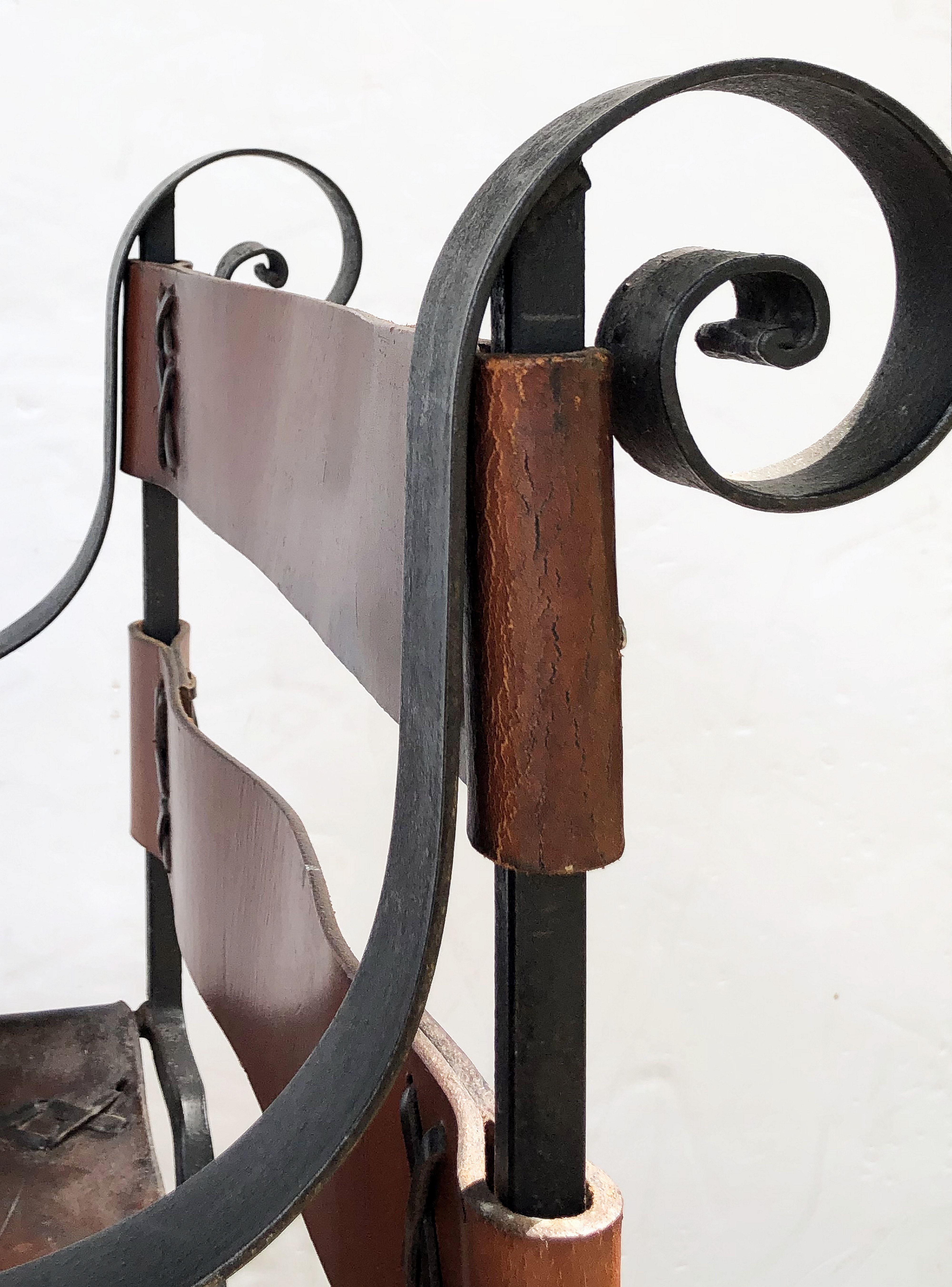 English Armchair or Lounge Chair of Iron and Leather 11