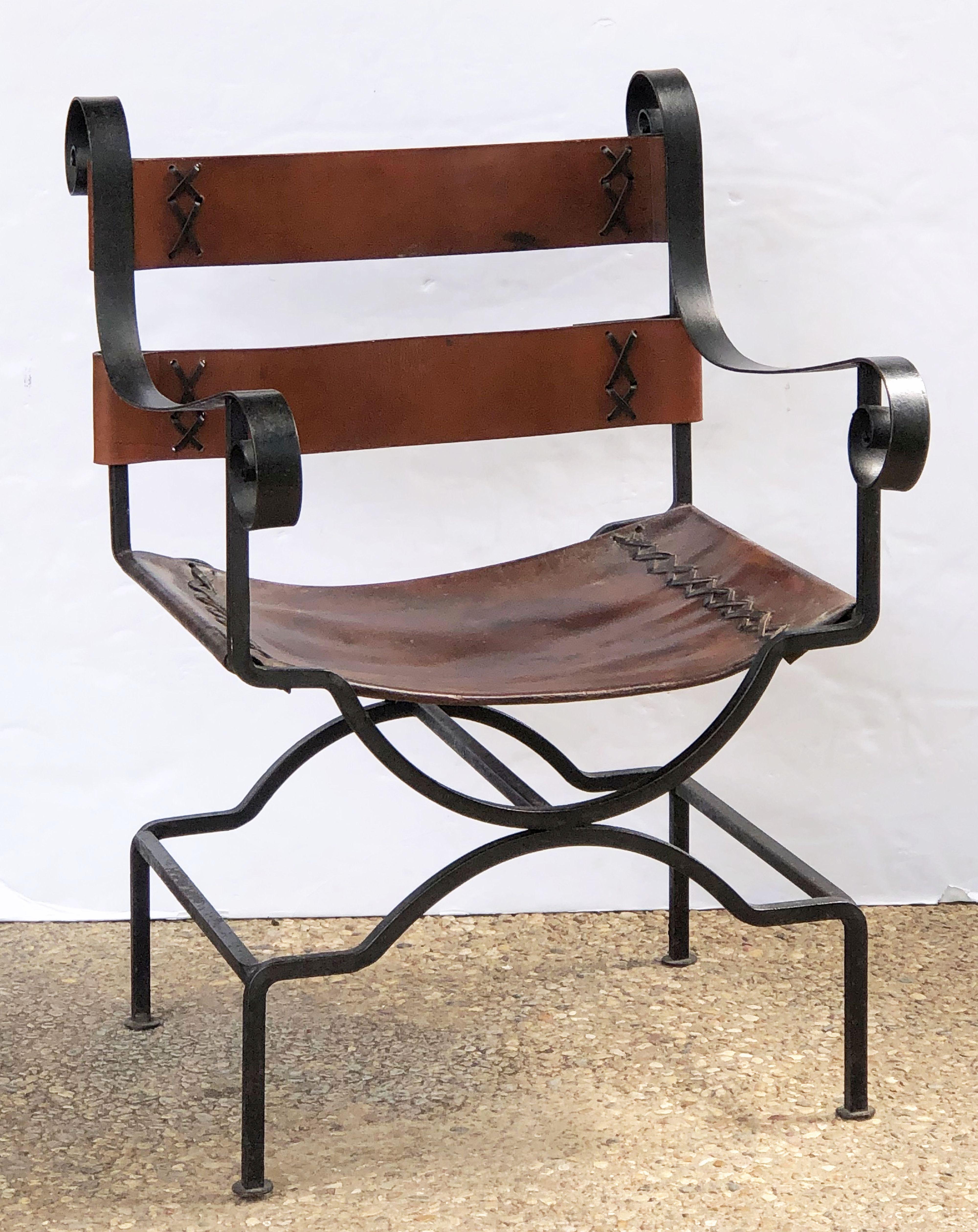 20th Century English Armchair or Lounge Chair of Iron and Leather