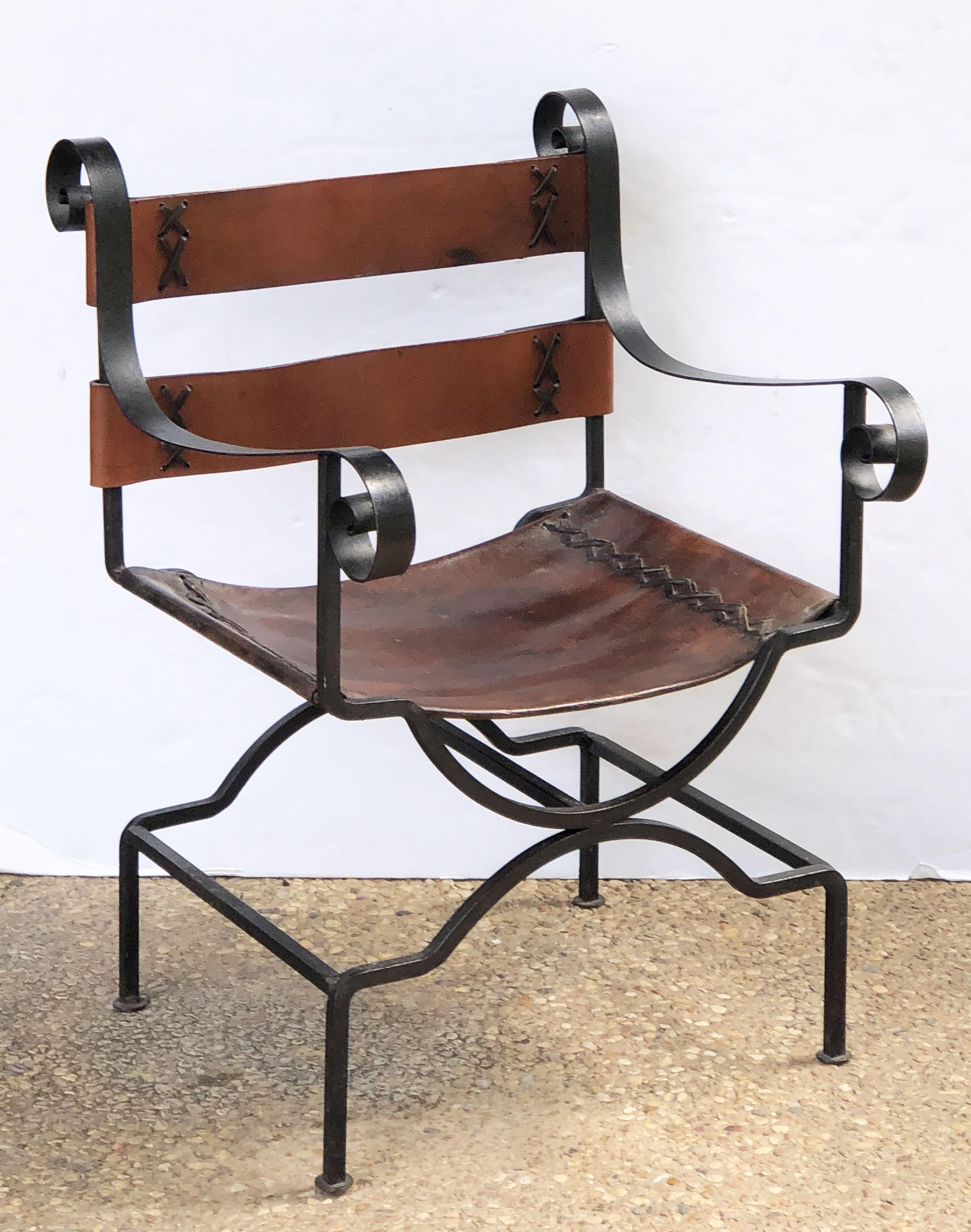 Metal English Armchair or Lounge Chair of Iron and Leather