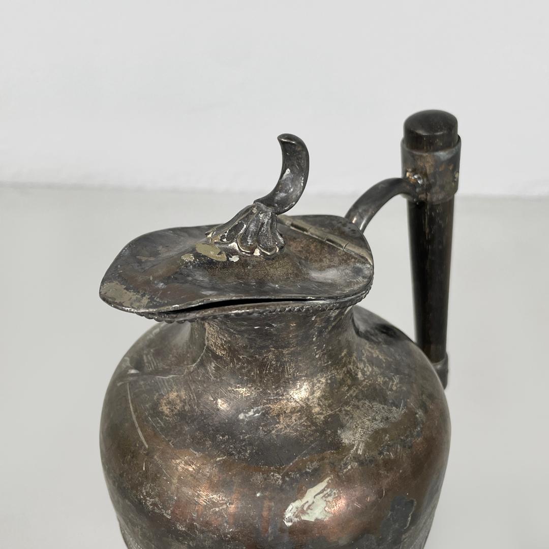 English Art and Crafts silver plate and wood jug or teapot by SB&M, early 1900s For Sale 5