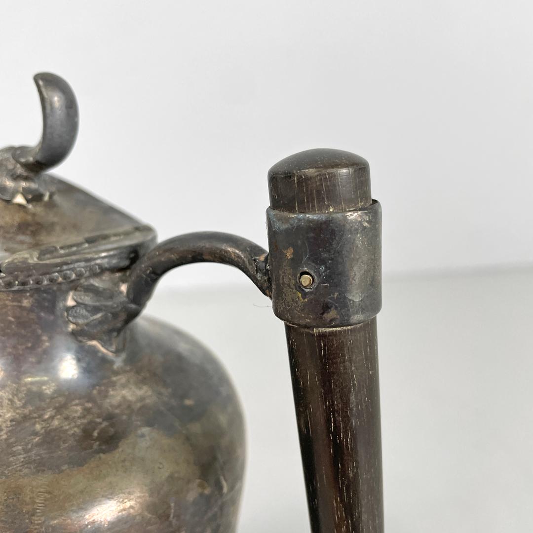 English Art and Crafts silver plate and wood jug or teapot by SB&M, early 1900s For Sale 9