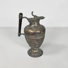 English Art and Crafts silver plate and wood jug or teapot by SB&M, early 1900s