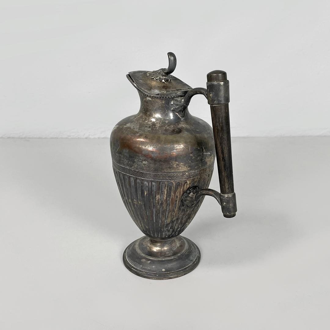 Silver Plate English Art and Crafts silver plate and wood jug or teapot by SB&M, early 1900s For Sale