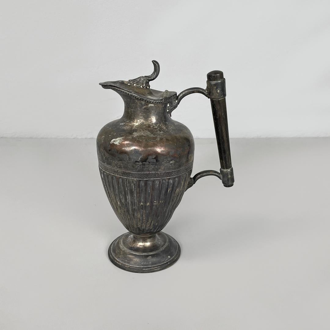 English Art and Crafts silver plate and wood jug or teapot by SB&M, early 1900s For Sale 1