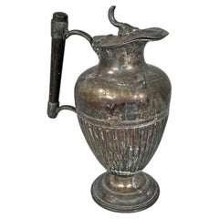 English Art and Crafts silver plate and wood jug or teapot by SB&M, early 1900s