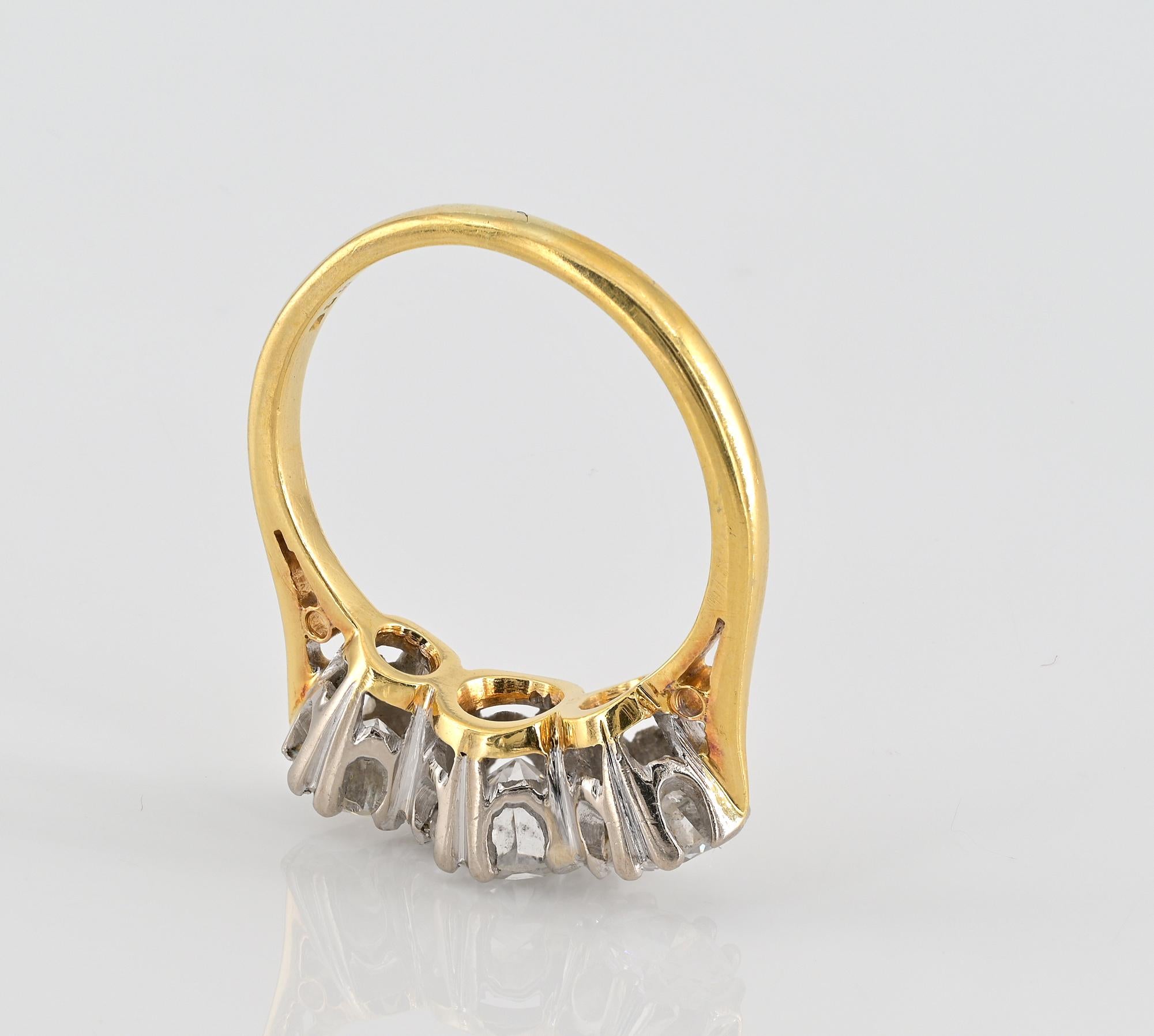 English Art Deco 1.30 Ct Diamond Trilogy Ring For Sale 2