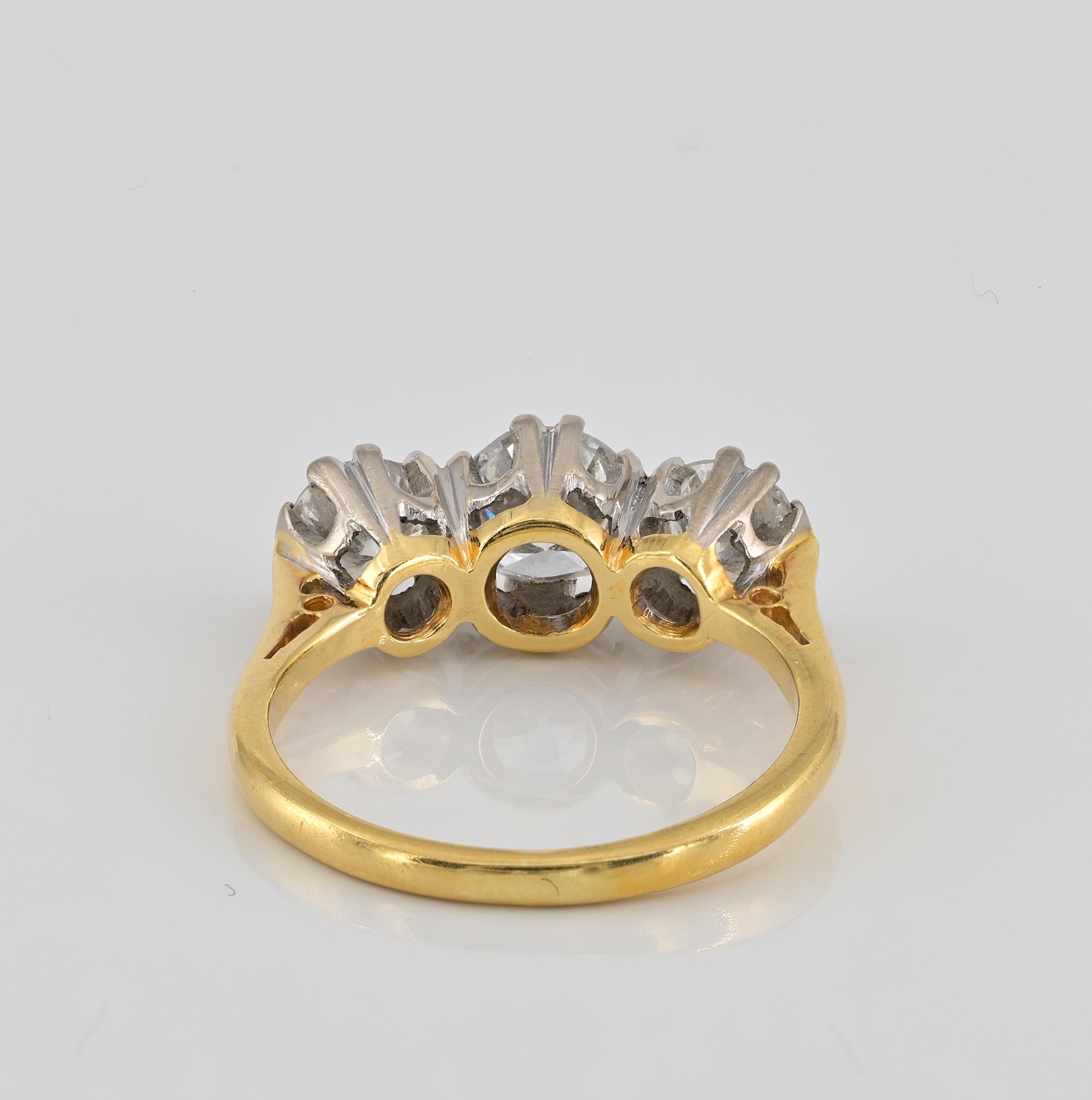 English Art Deco 1.30 Ct Diamond Trilogy Ring For Sale 3