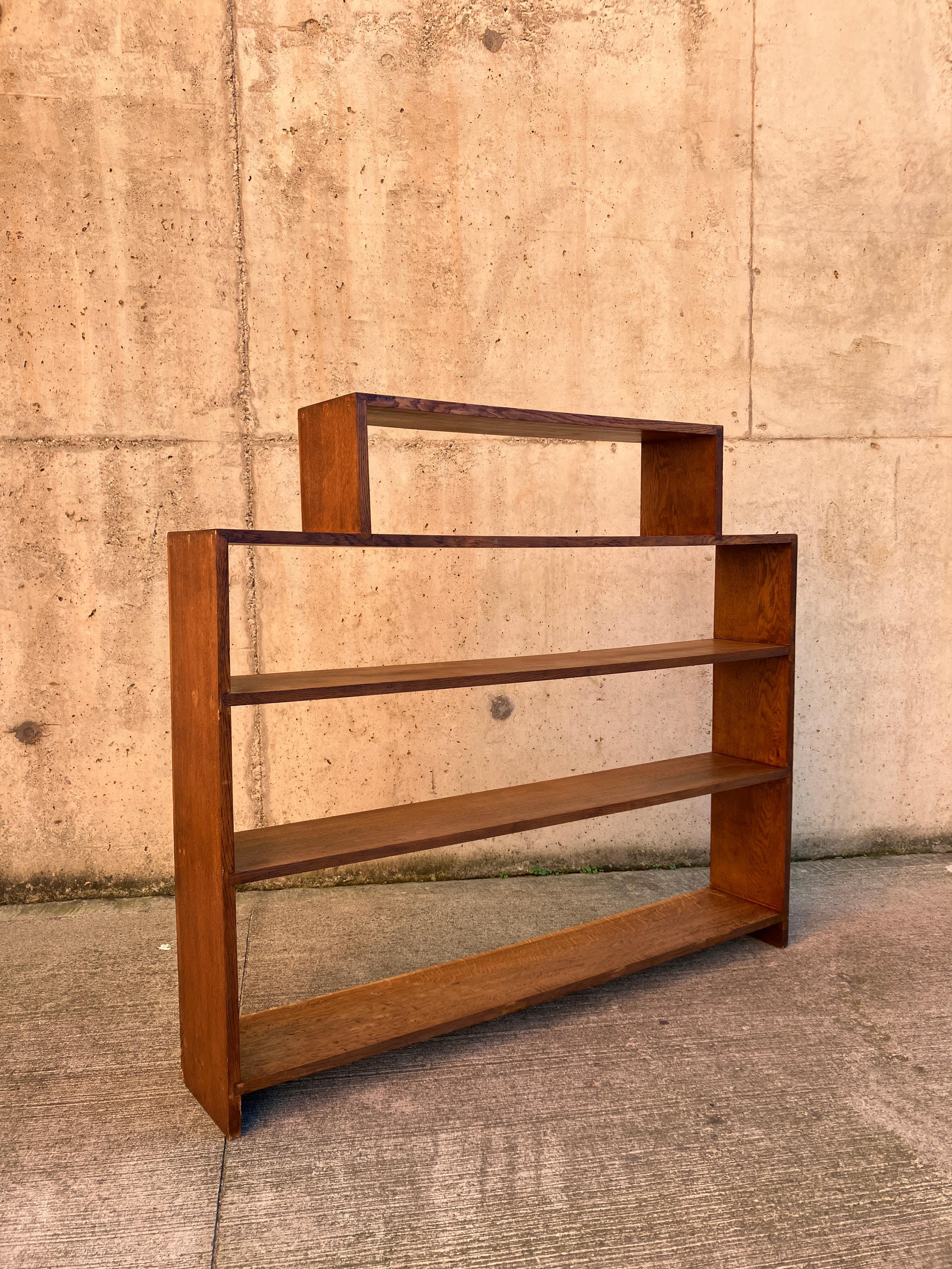 English Art Deco 1920's Solid Oak Bookcase 6