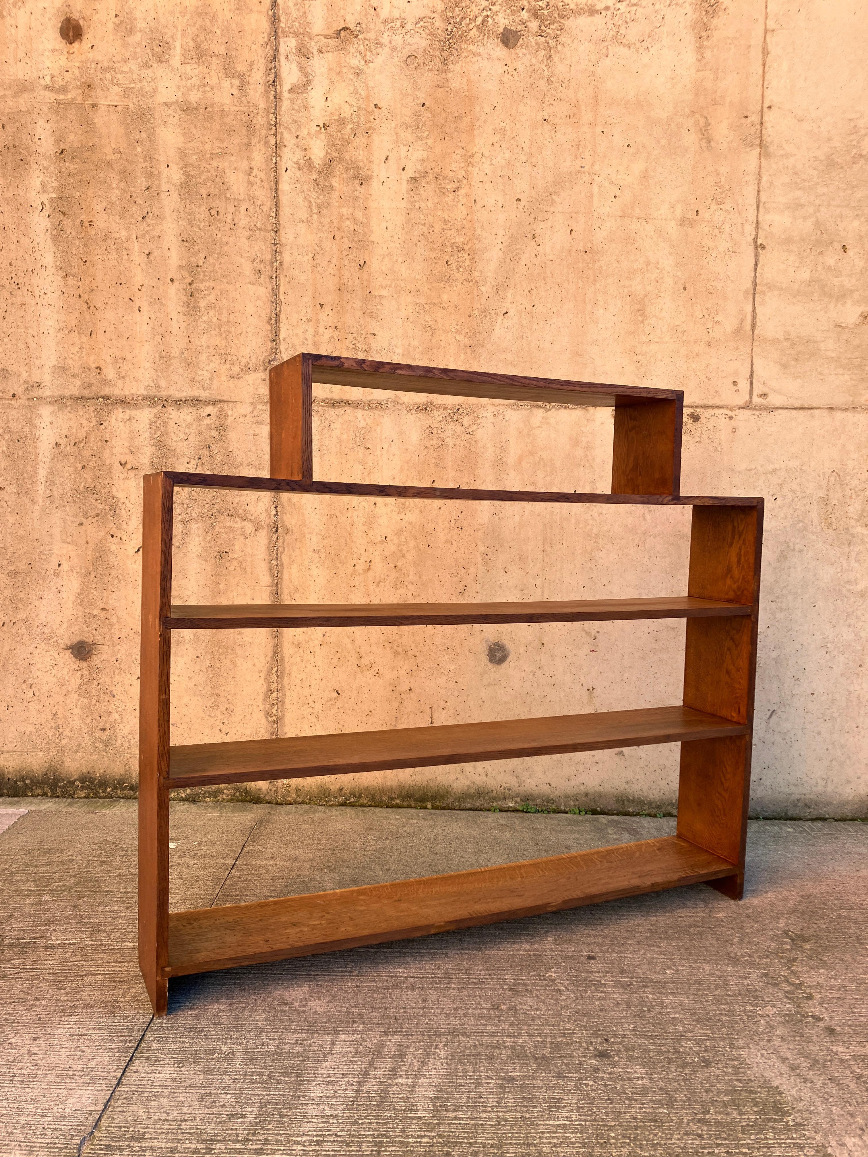 English Art Deco 1920's Solid Oak Bookcase 7