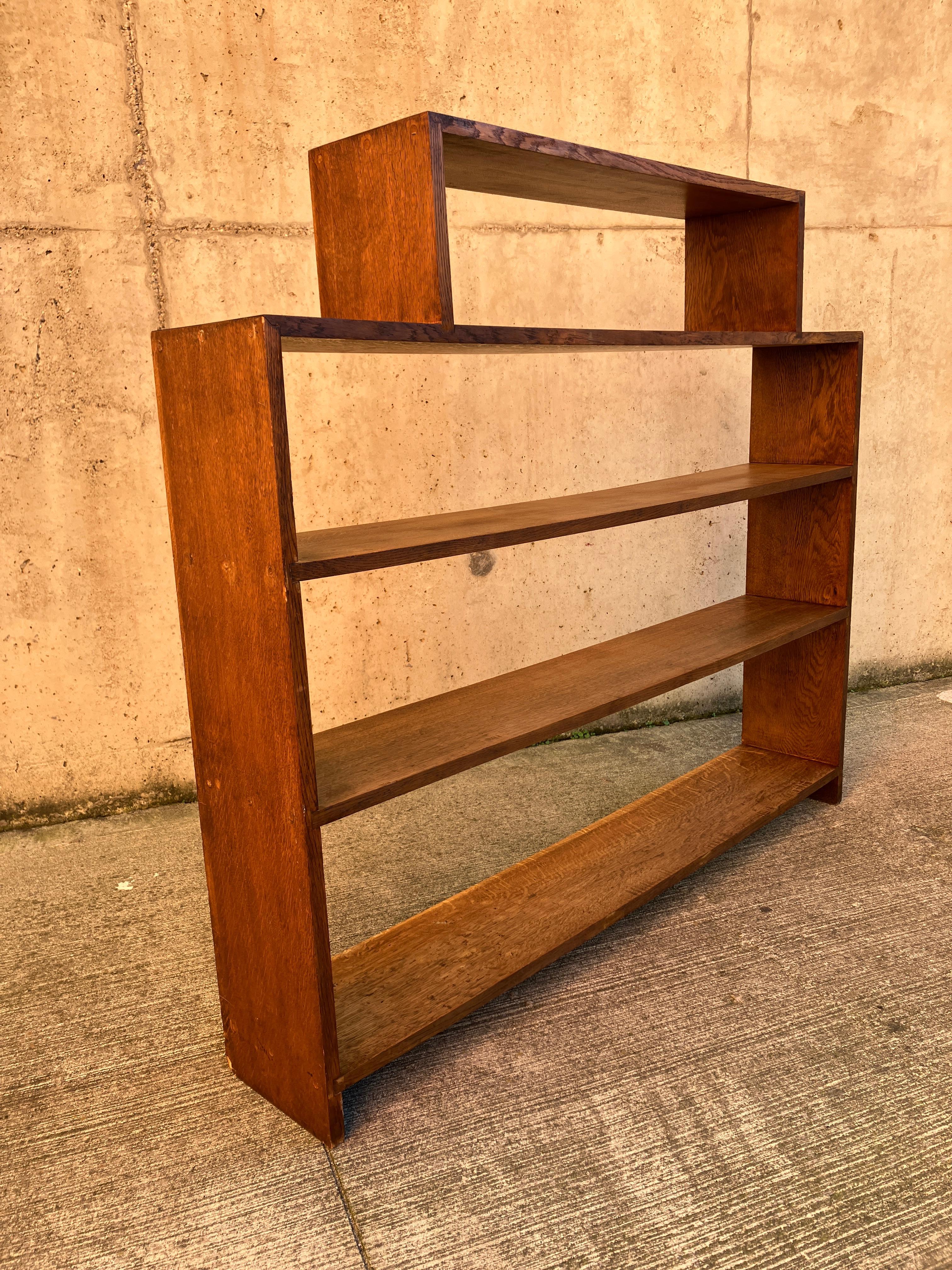 English Art Deco 1920's Solid Oak Bookcase 8