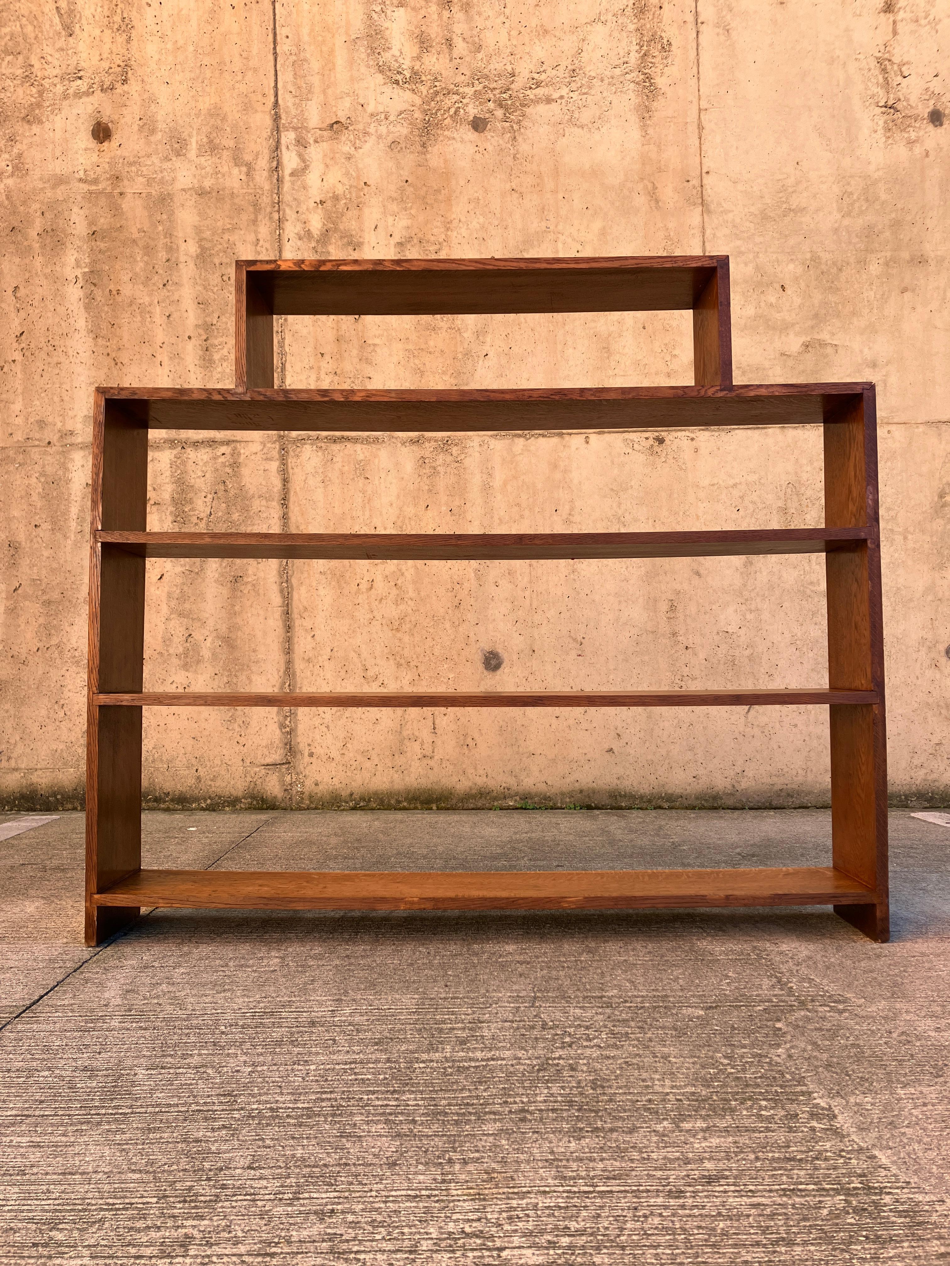 British English Art Deco 1920's Solid Oak Bookcase