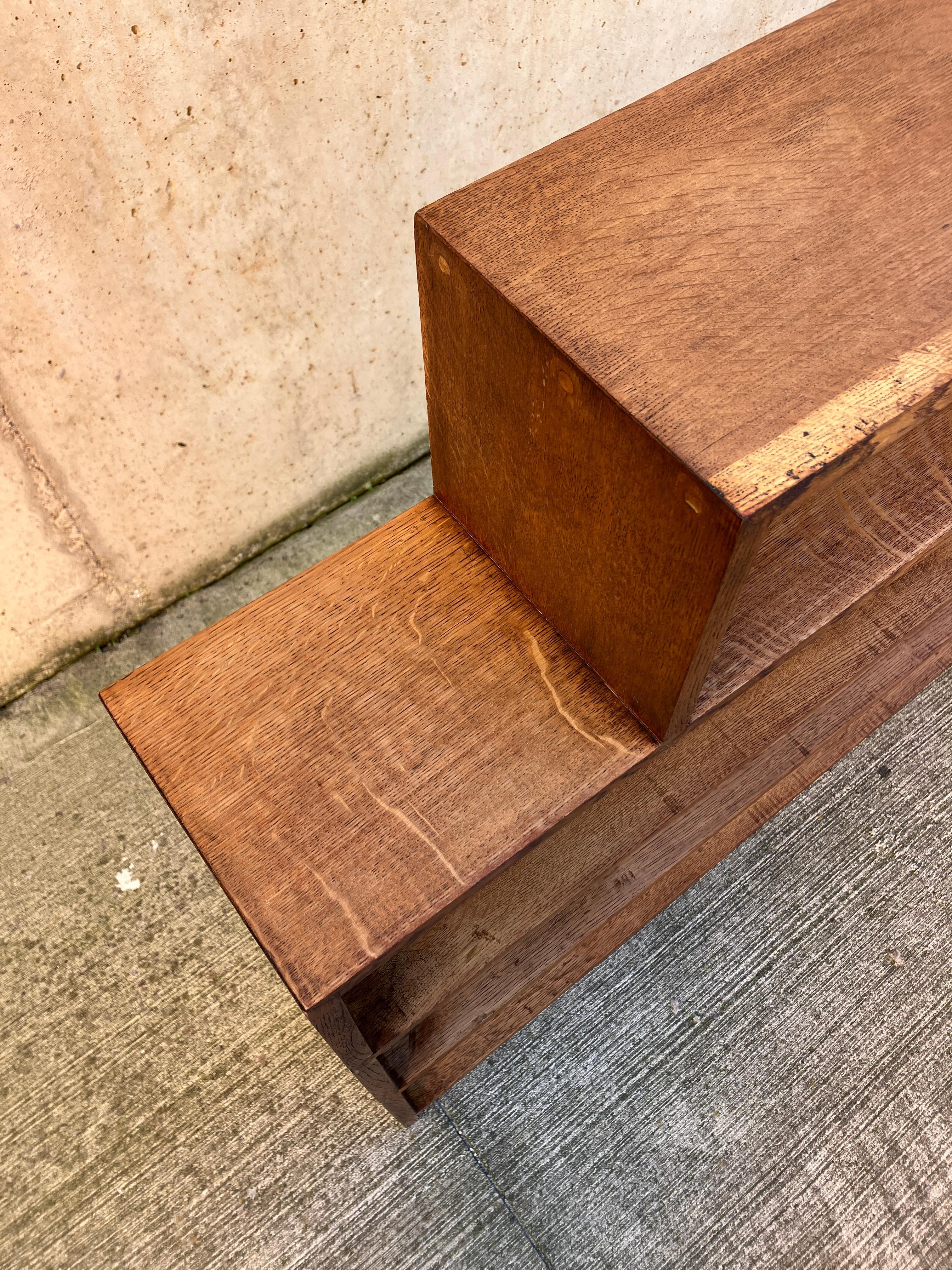 English Art Deco 1920's Solid Oak Bookcase 1