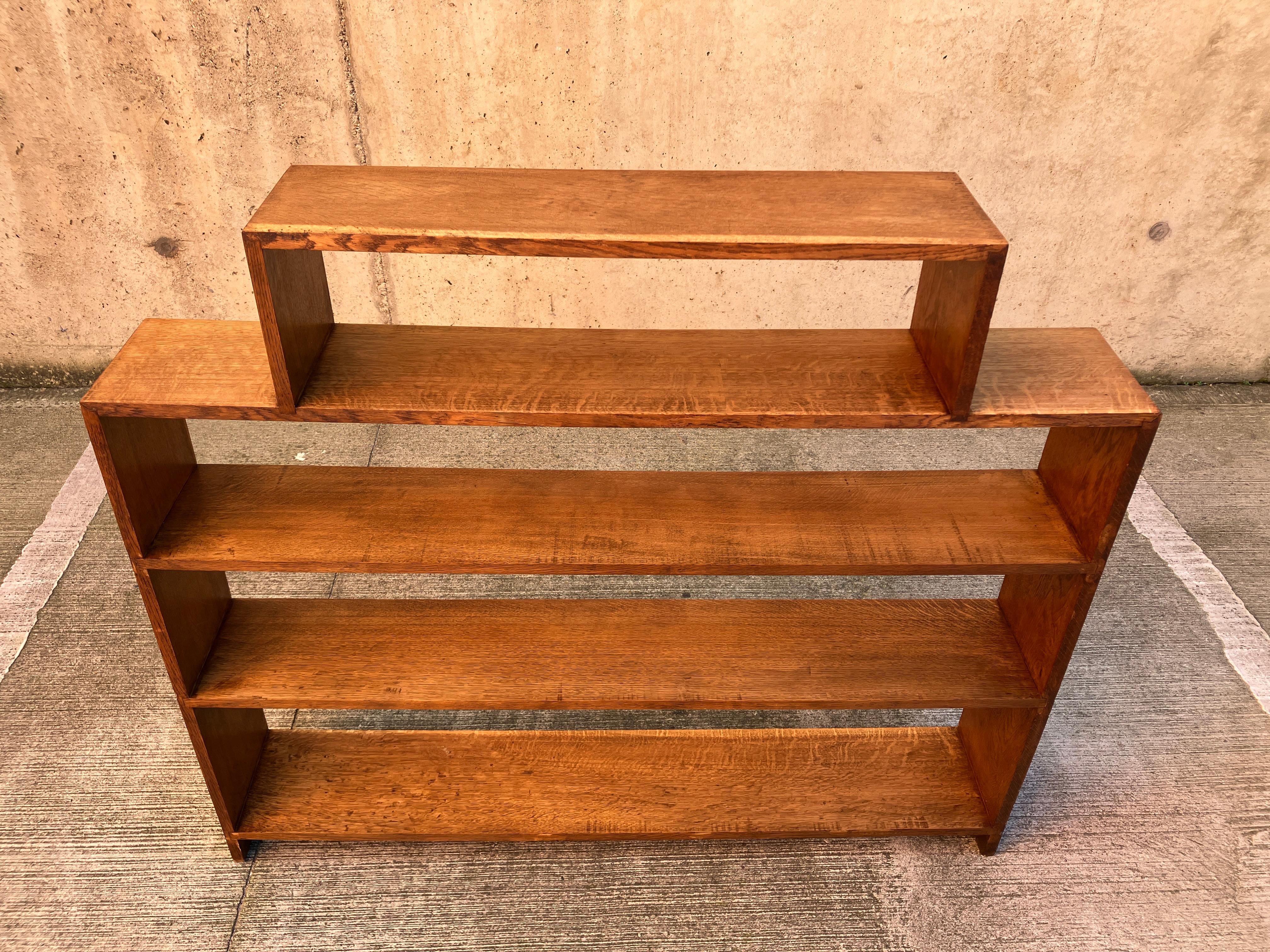 English Art Deco 1920's Solid Oak Bookcase 2