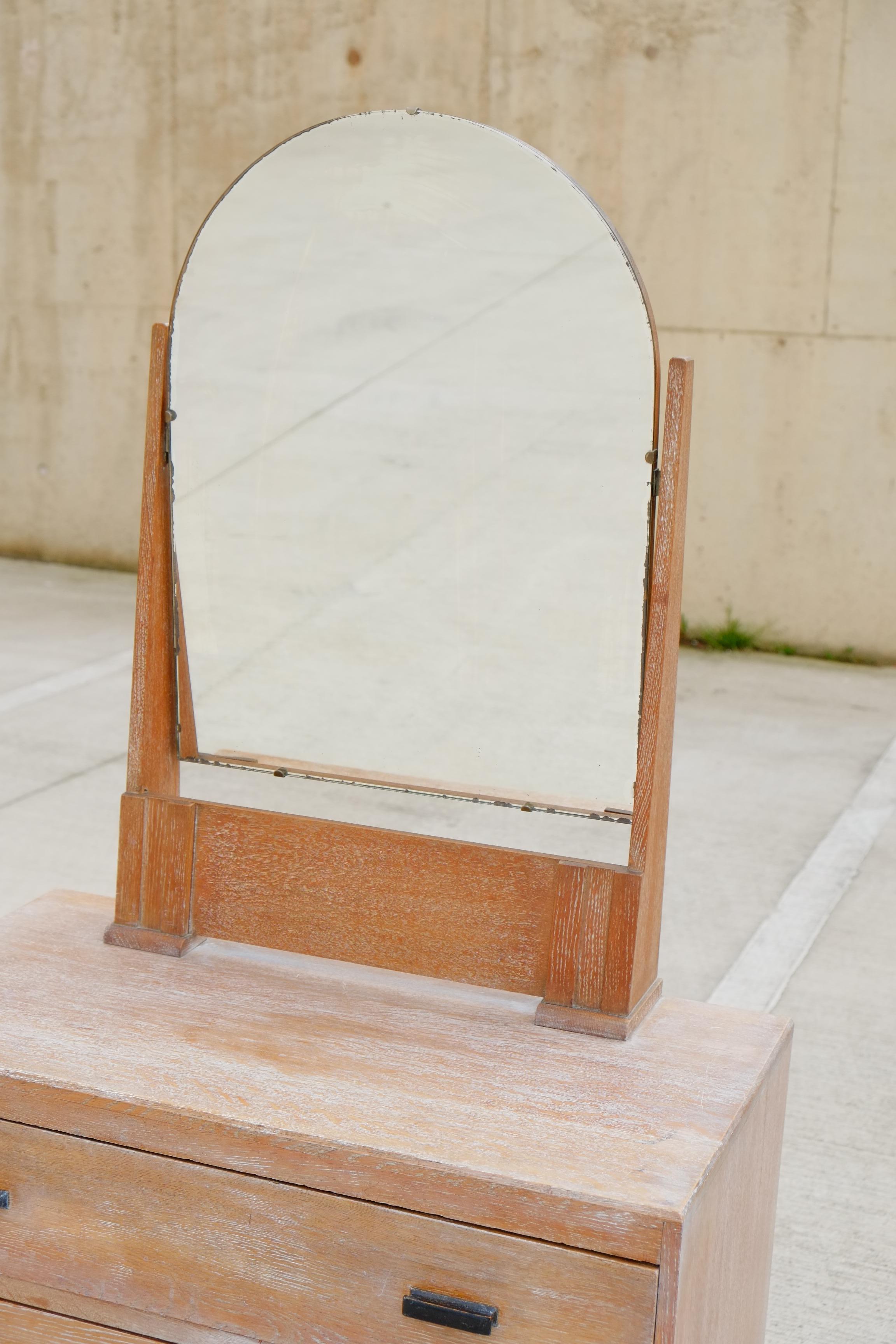 English Art Deco 1930s Limed Oak Dressing Table Vanity In Good Condition In Leicester, GB