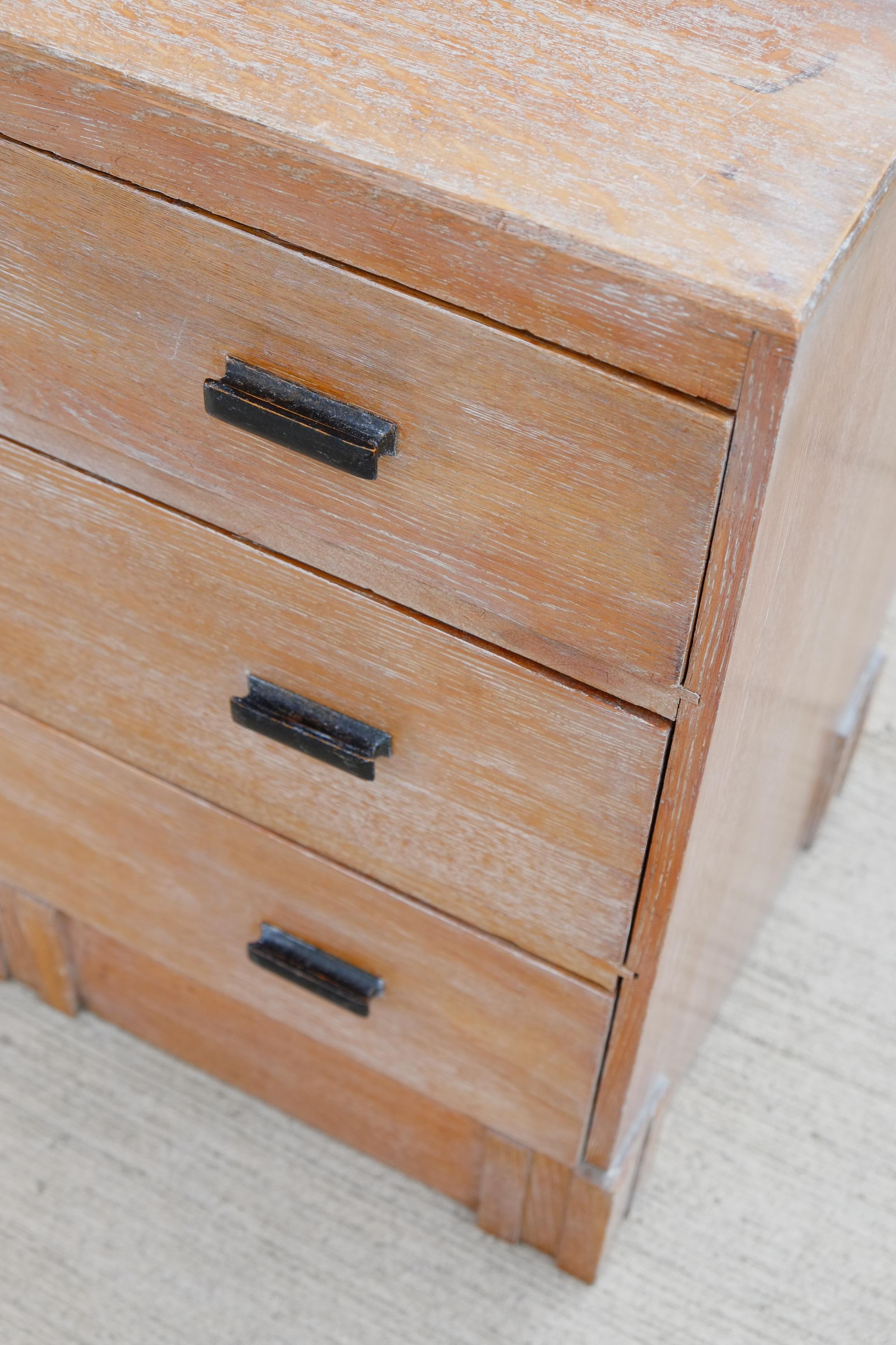 English Art Deco 1930s Limed Oak Dressing Table Vanity 2