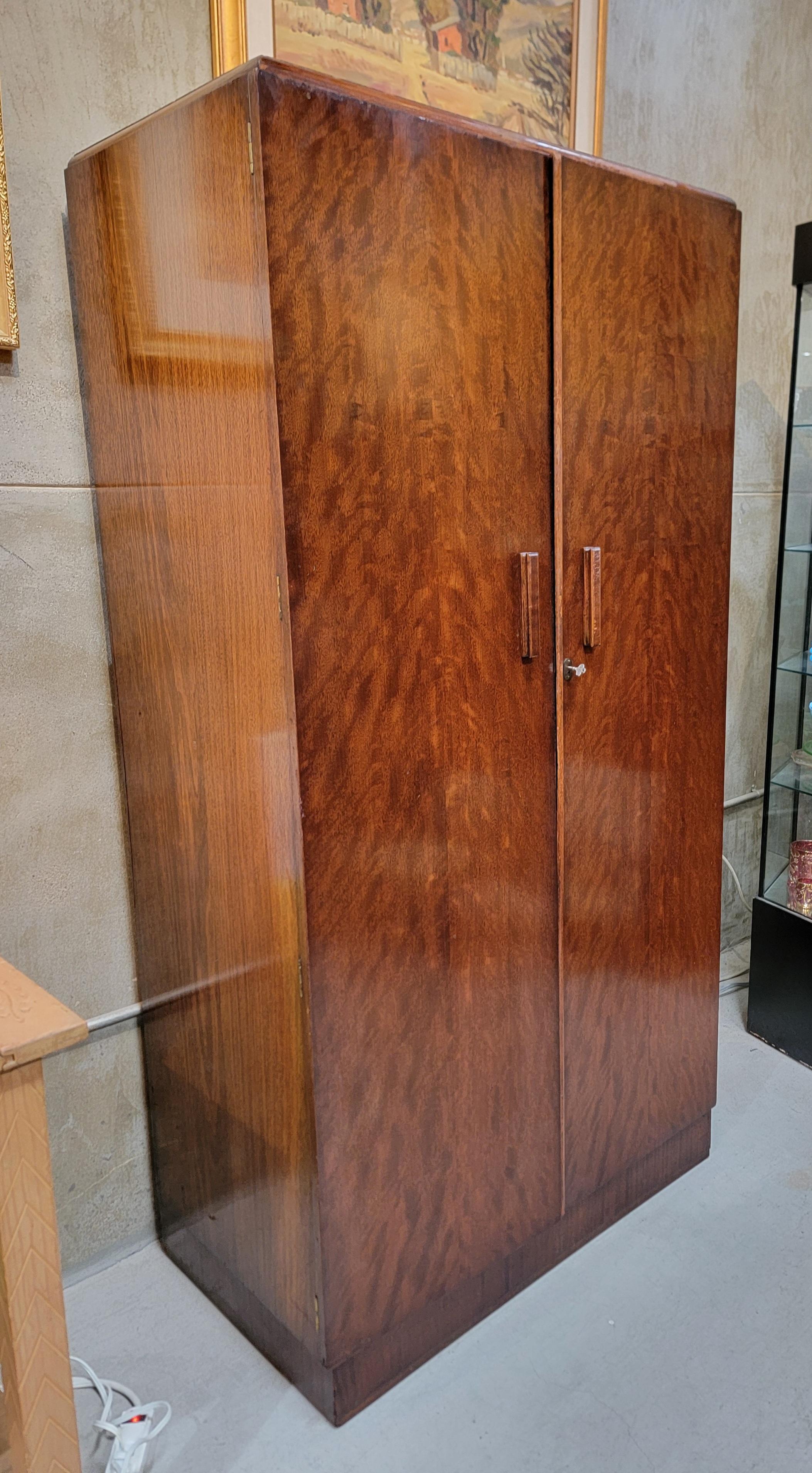 English Art Deco 2 Door Armoire Wardrobe 5