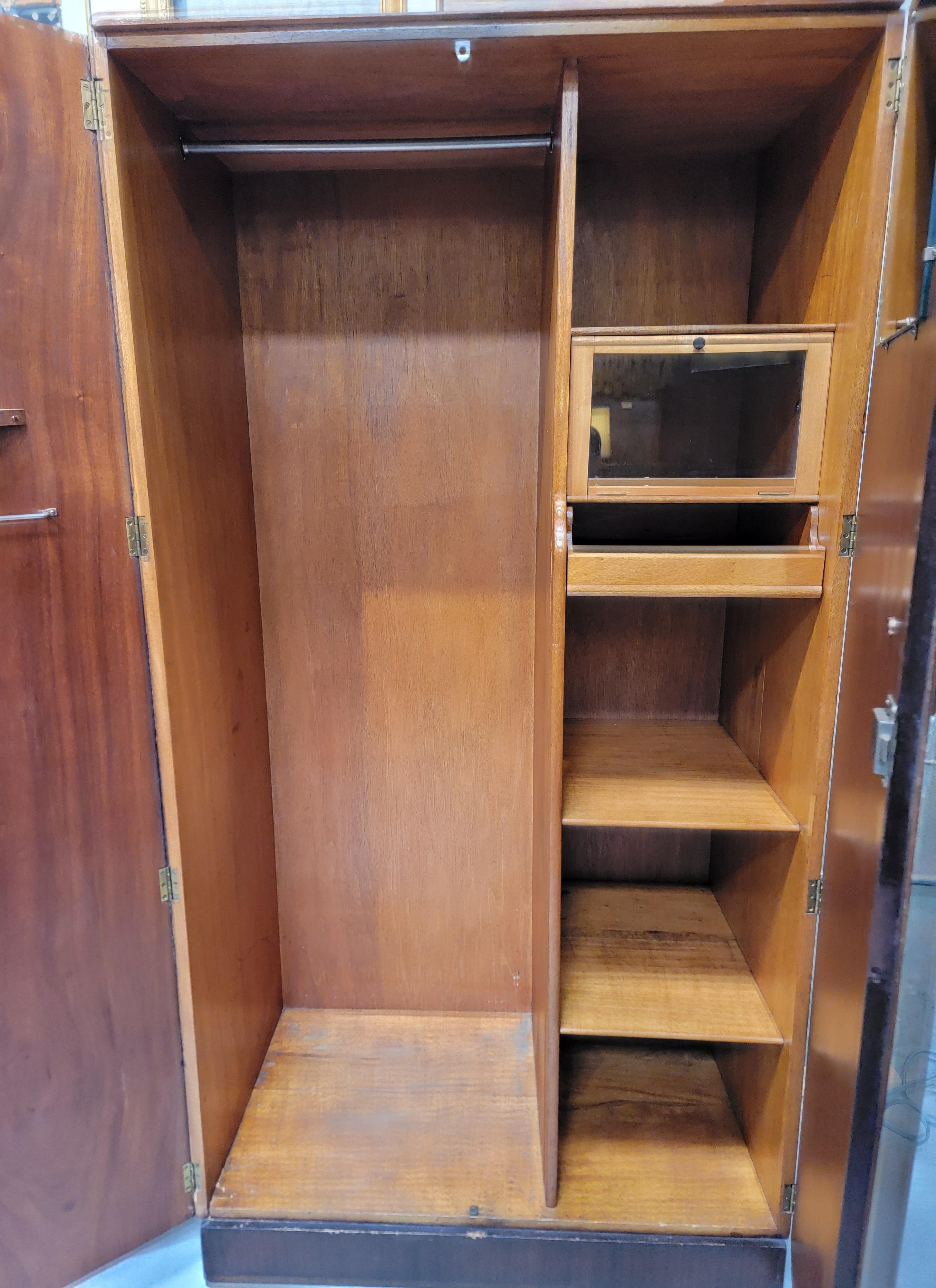English Art Deco 2 Door Armoire Wardrobe In Good Condition In Fulton, CA