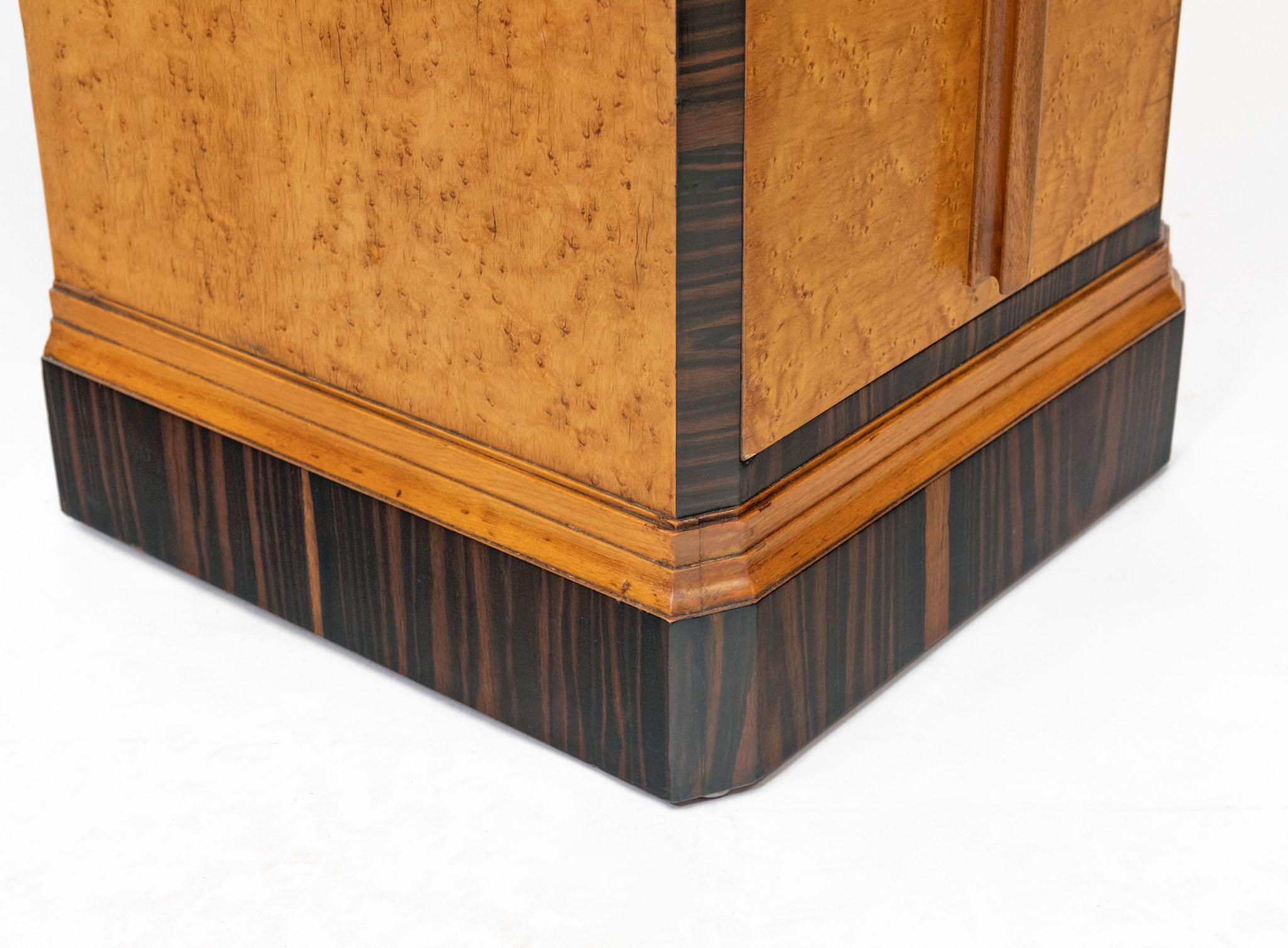 English Art Deco Birds Eye Maple & Macassar Ebony Tall And Narrow Chest Drawers For Sale 2