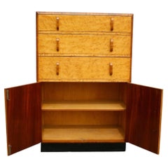 English Art Deco Blonde Birds Eye Maple Tallboy, C1930