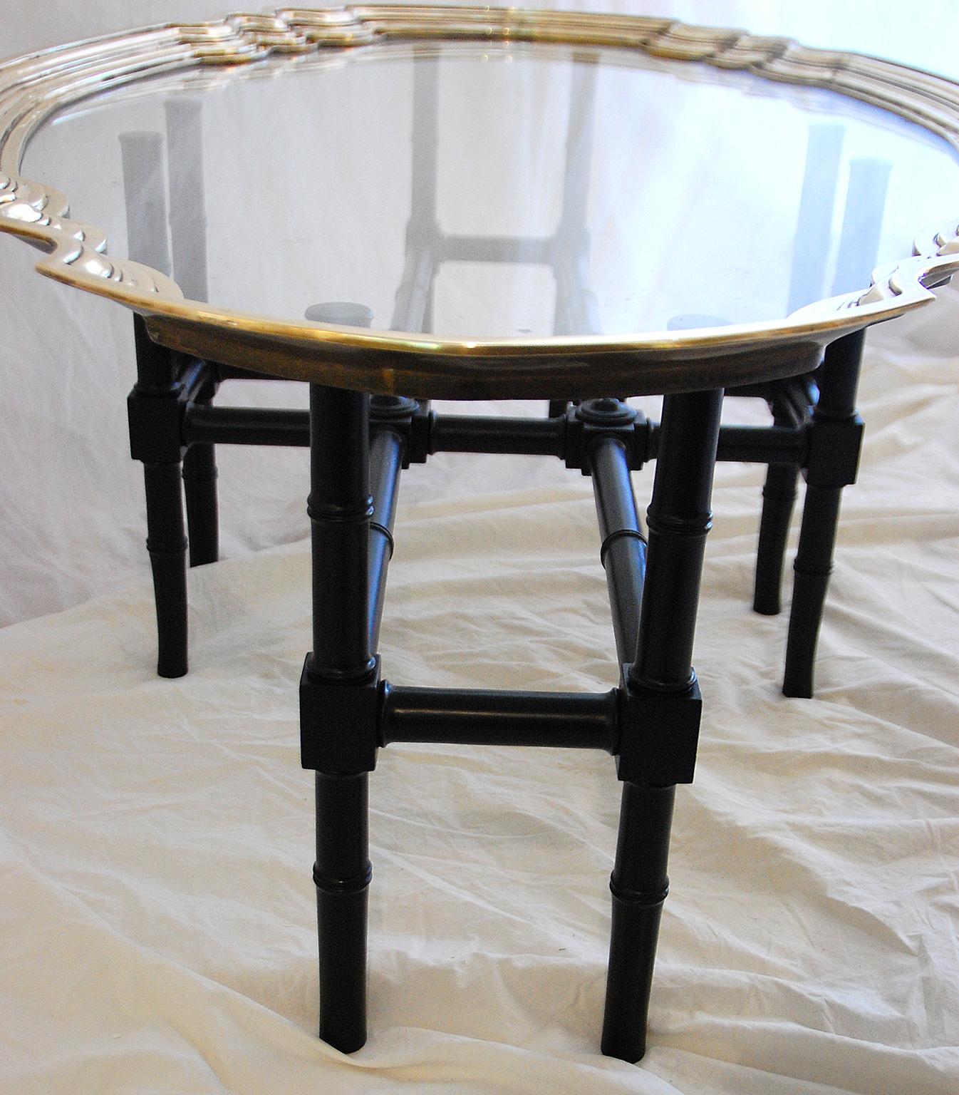 English Art Deco Brass and Glass Coffee Table 1