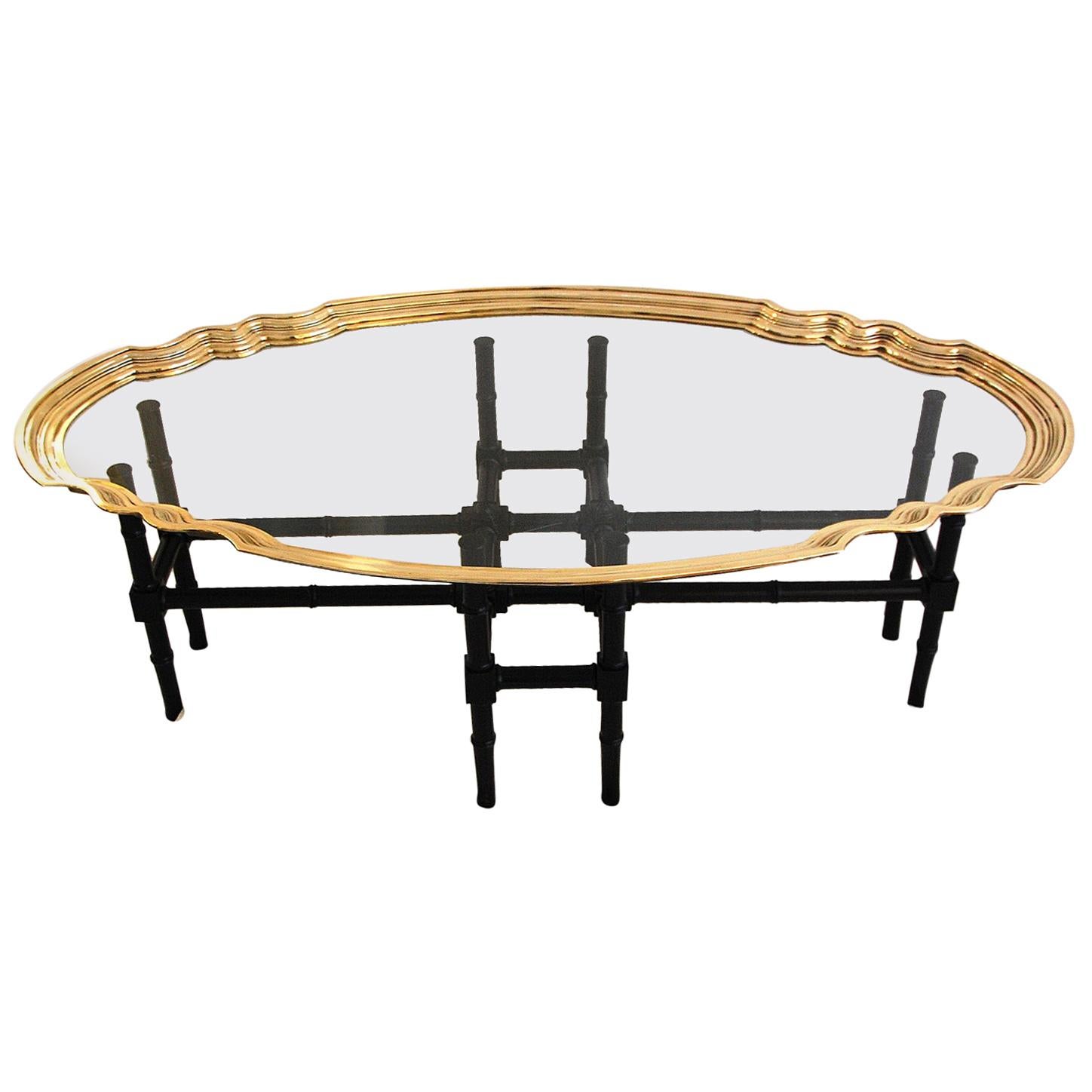 English Art Deco Brass and Glass Coffee Table