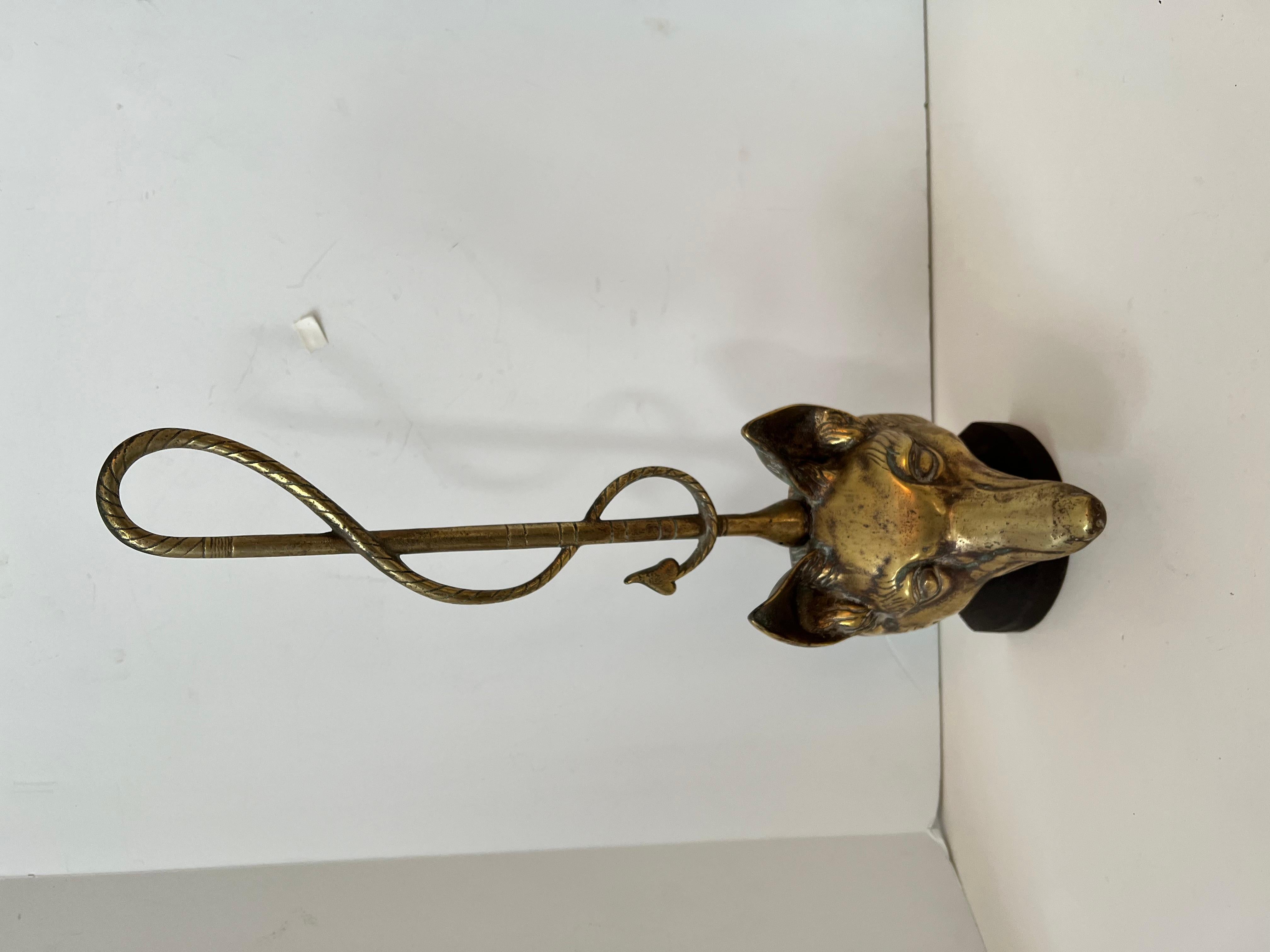 20th Century English Art Deco Brass Fox Door Stop With Riding Crop For Sale