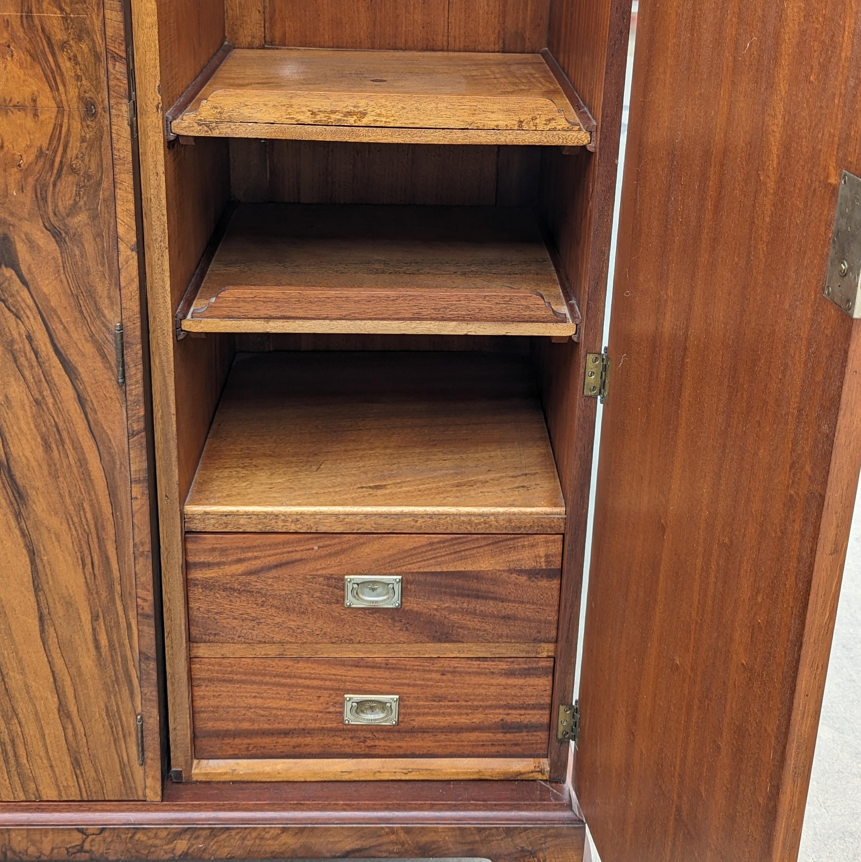 English Art Deco Burl Walnut Armoire, Wardrobe, c. 1930s 4