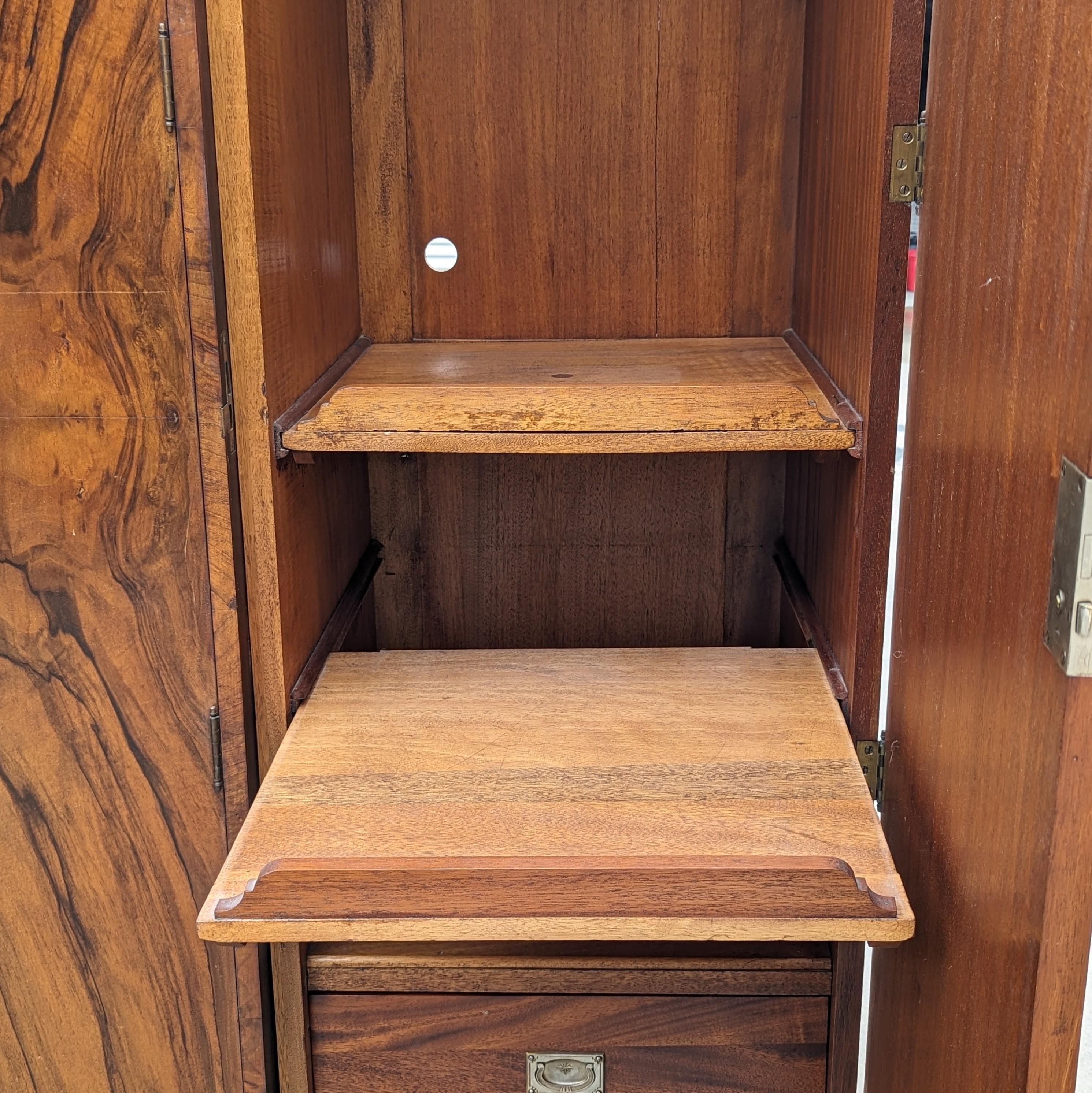 English Art Deco Burl Walnut Armoire, Wardrobe, c. 1930s 5