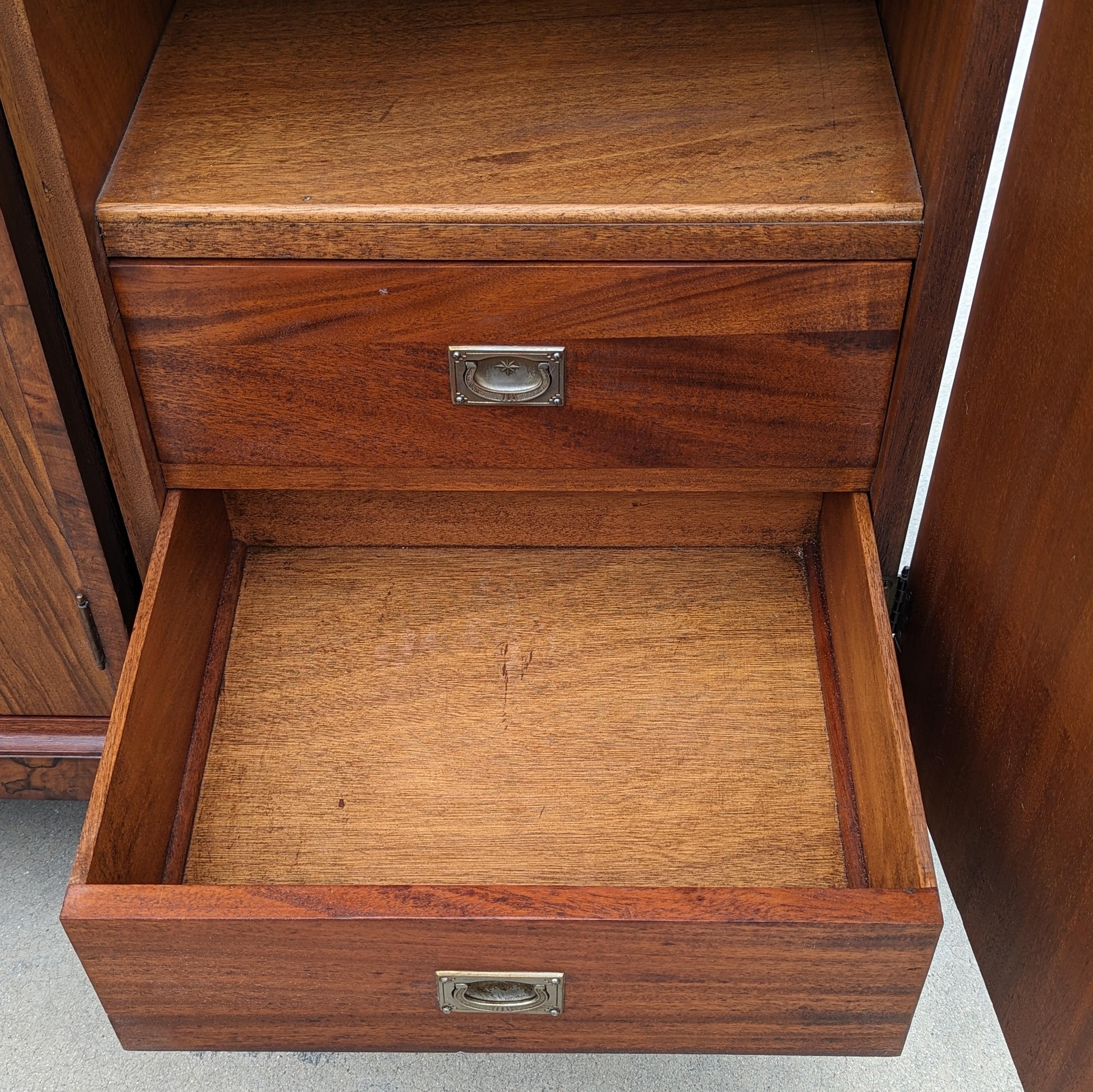 English Art Deco Burl Walnut Armoire, Wardrobe, c. 1930s 6