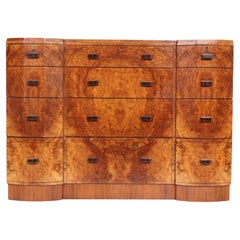 English Art Deco Burr Walnut Chest of Drawers