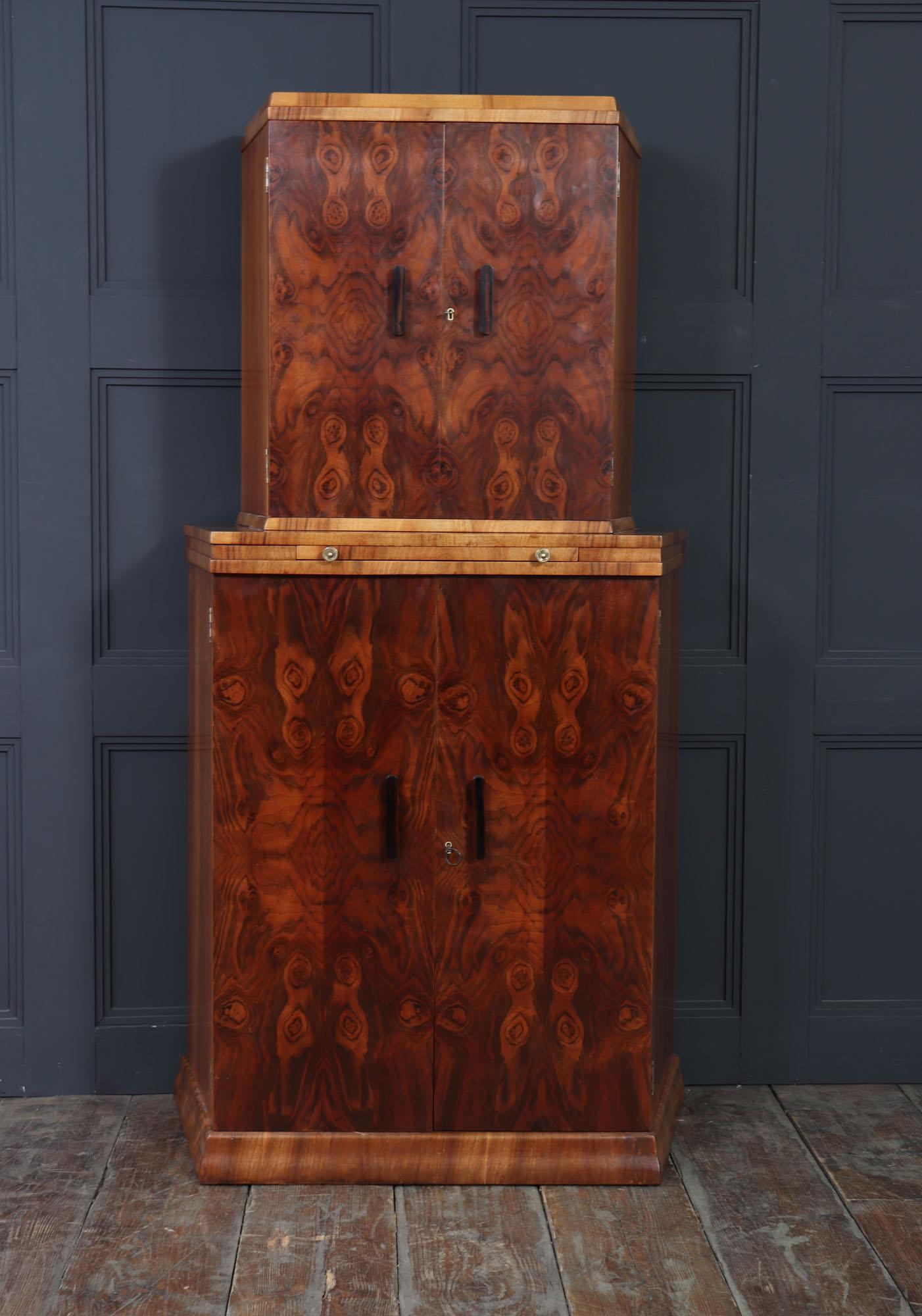 Cocktail Cabinet Inglés Art Decó de Nogal, c.1930 en Bueno estado para la venta en Paddock Wood Tonbridge, GB