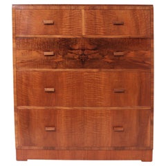 English Art Deco Chest of Drawers in Walnut