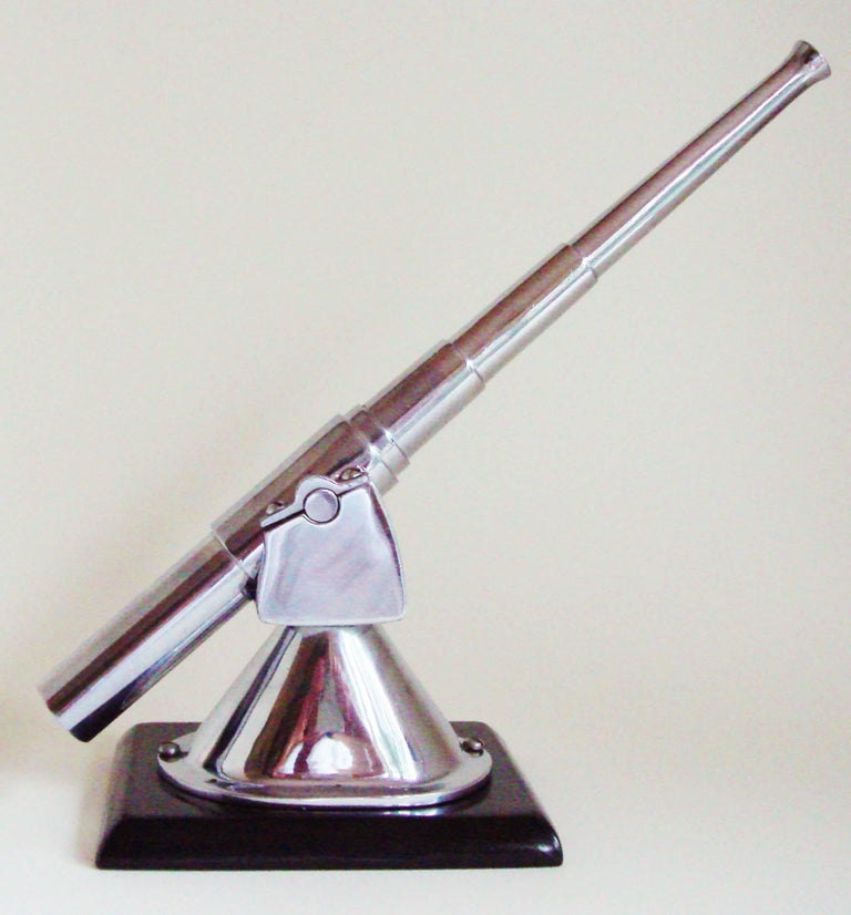 English Art Deco Chrome and Black Vitrolite Bofors Gun Desk Model