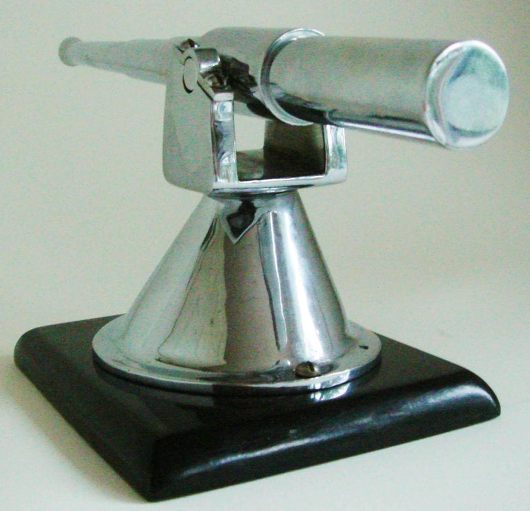 English Art Deco Chrome and Black Vitrolite Bofors Gun Desk Model