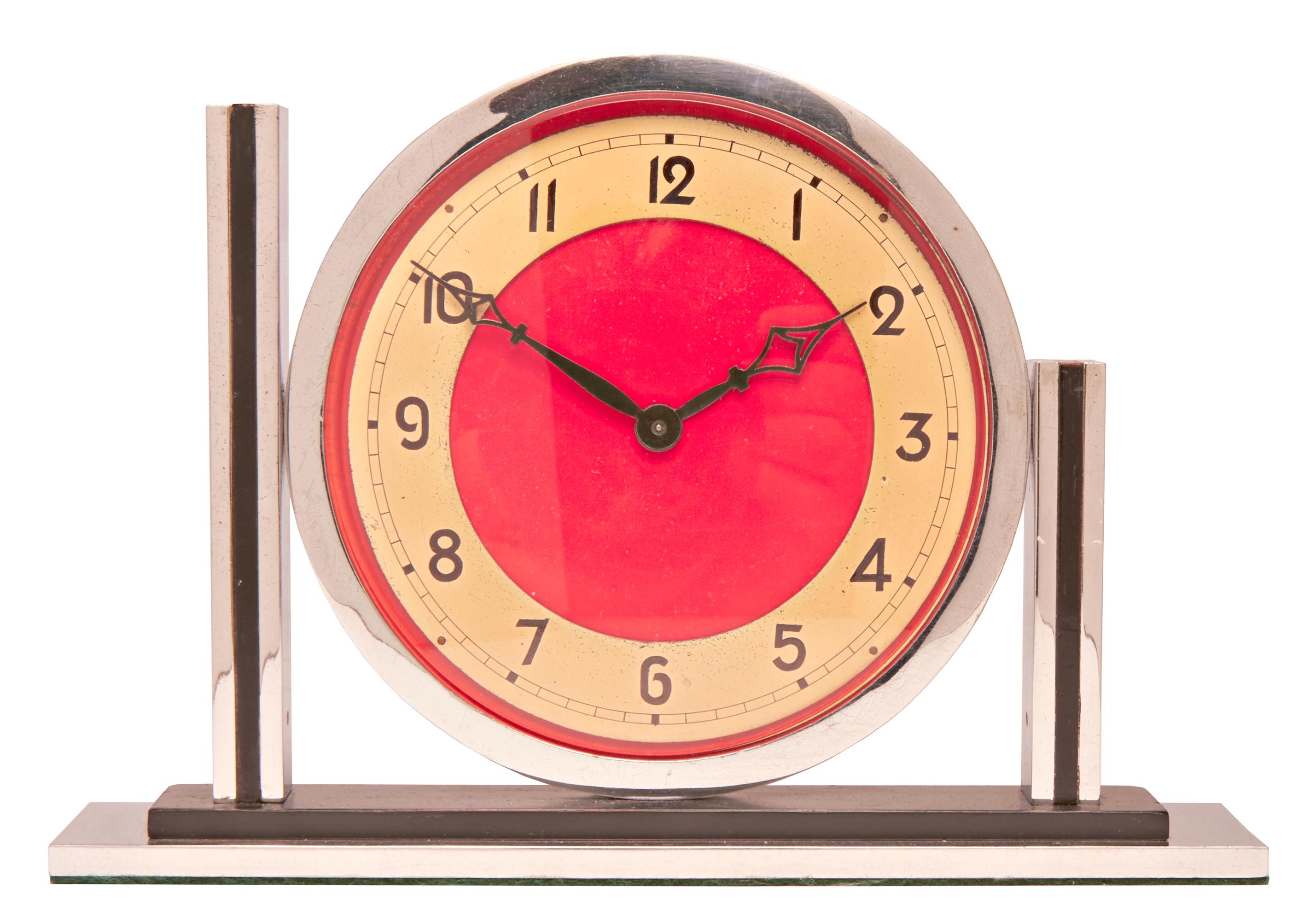 red mantel clock
