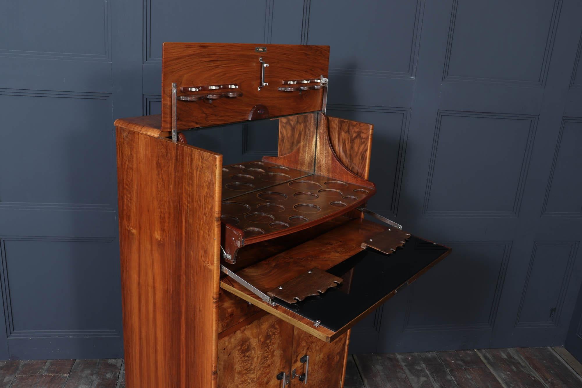 Englischer Art-Déco-Cocktailschrank aus Wurzelnussholz 6