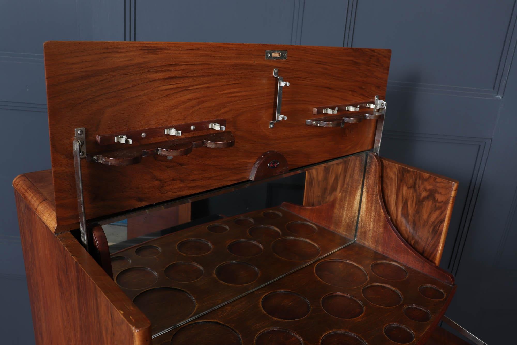 Englischer Art-Déco-Cocktailschrank aus Wurzelnussholz 8