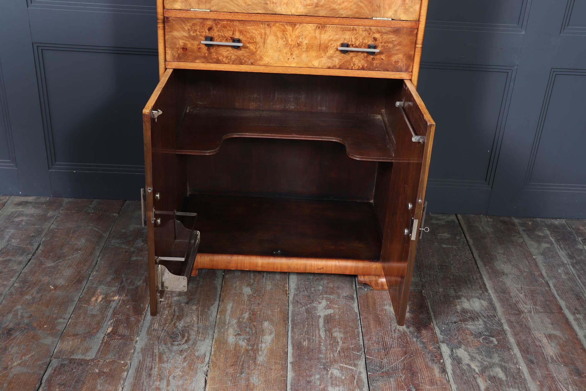Englischer Art-Déco-Cocktailschrank aus Wurzelnussholz 2