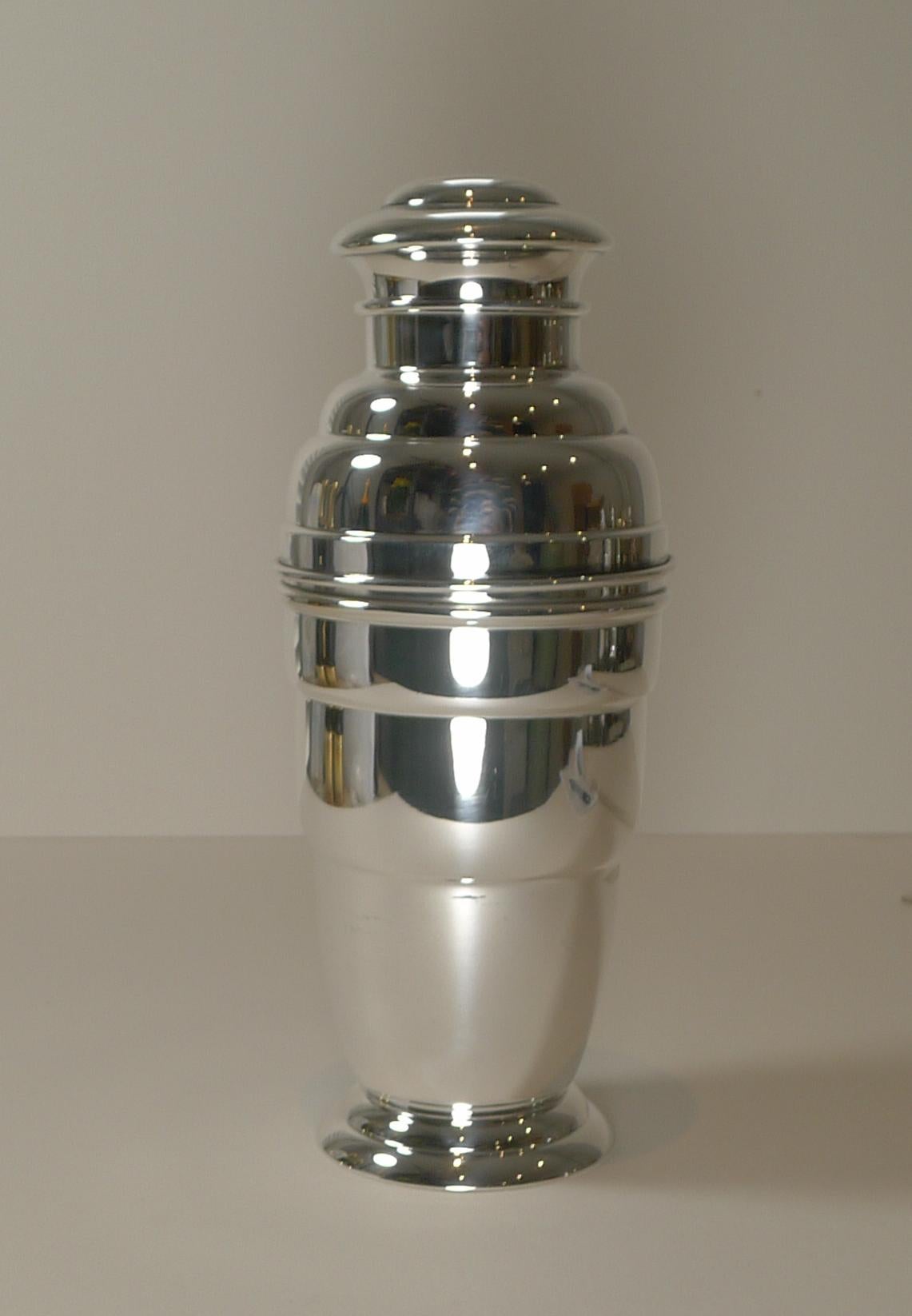 English Art Deco Cocktail Shaker c.1930, Silver Plate 6