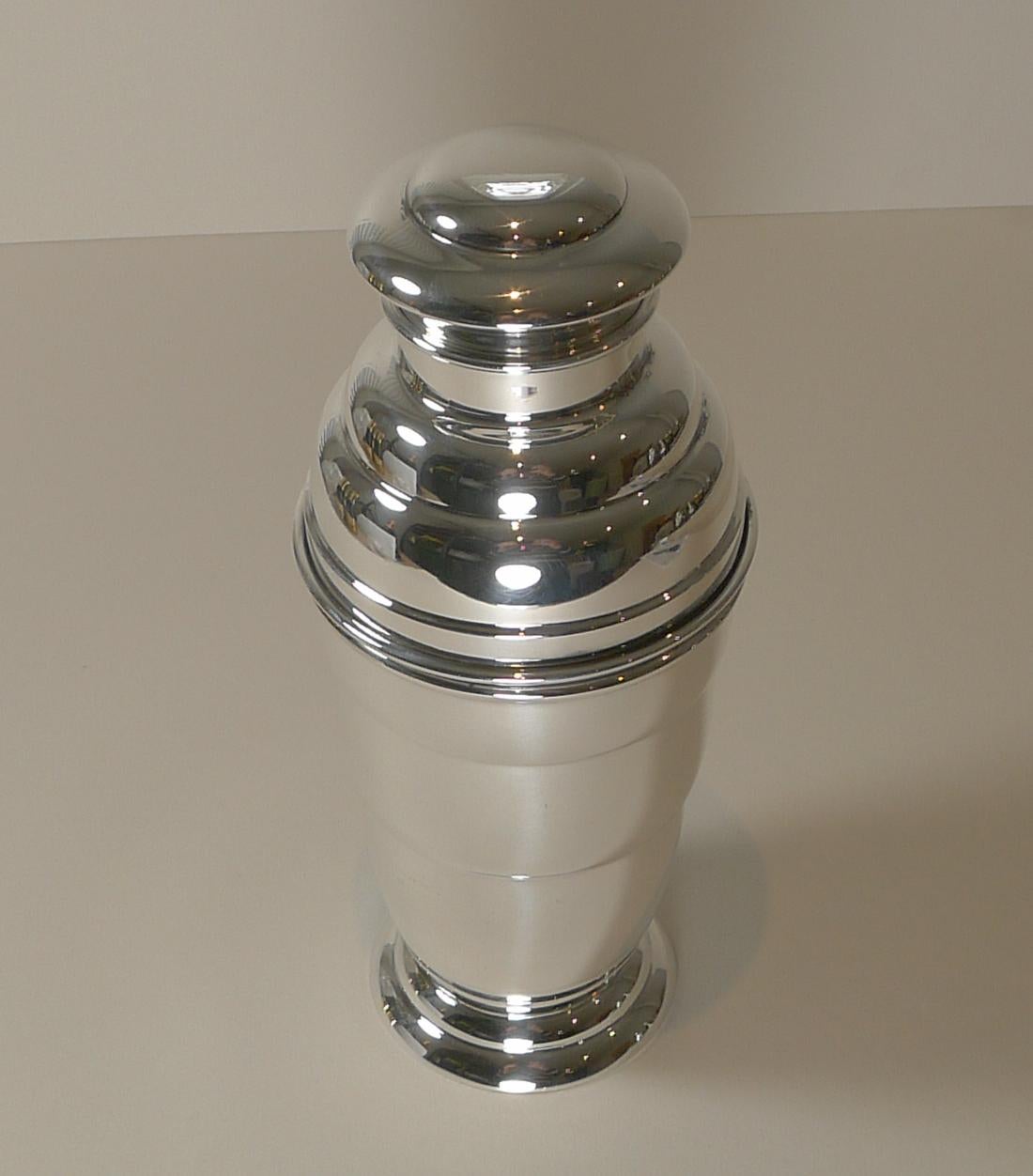 English Art Deco Cocktail Shaker c.1930, Silver Plate 8