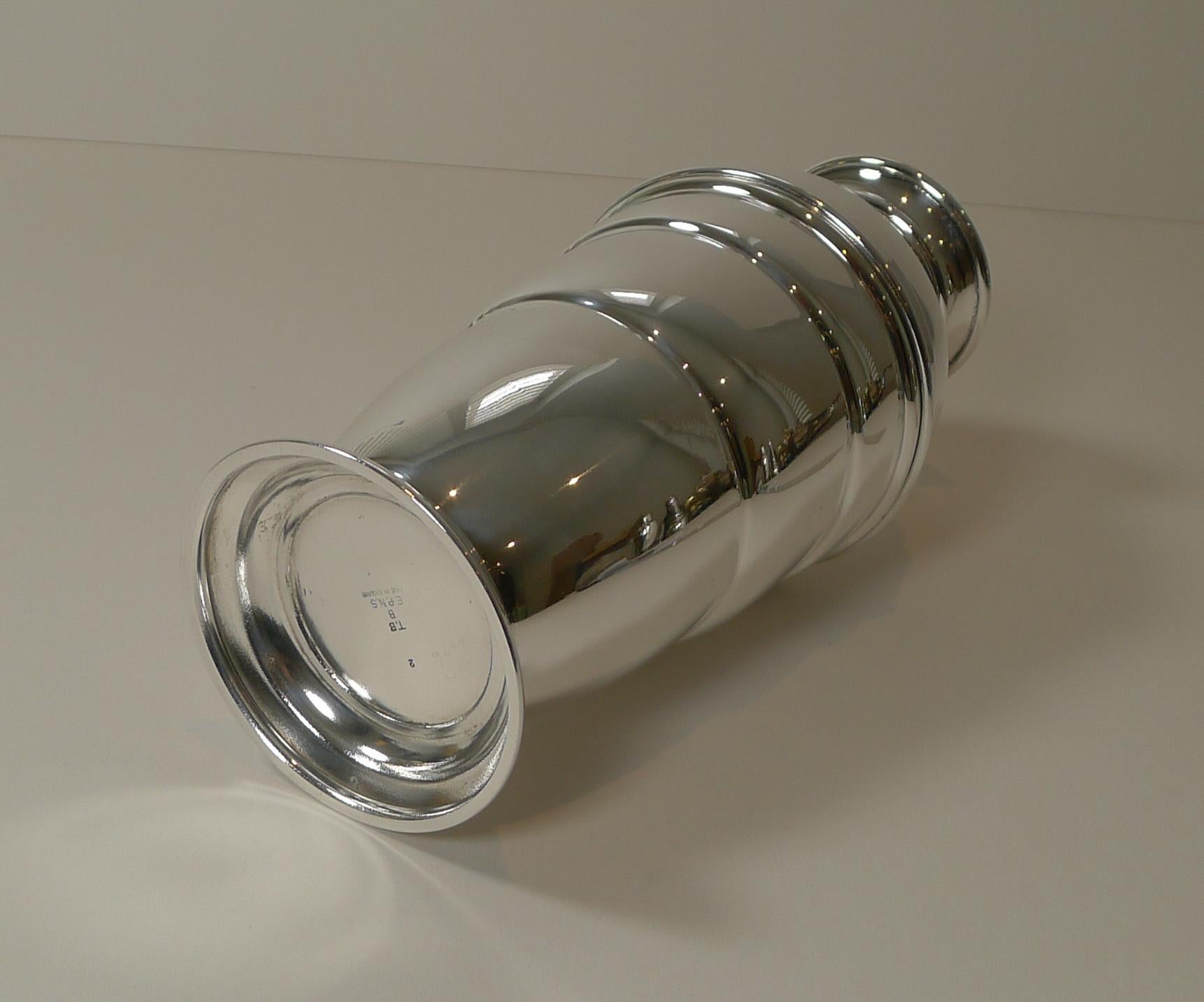 English Art Deco Cocktail Shaker c.1930, Silver Plate 1