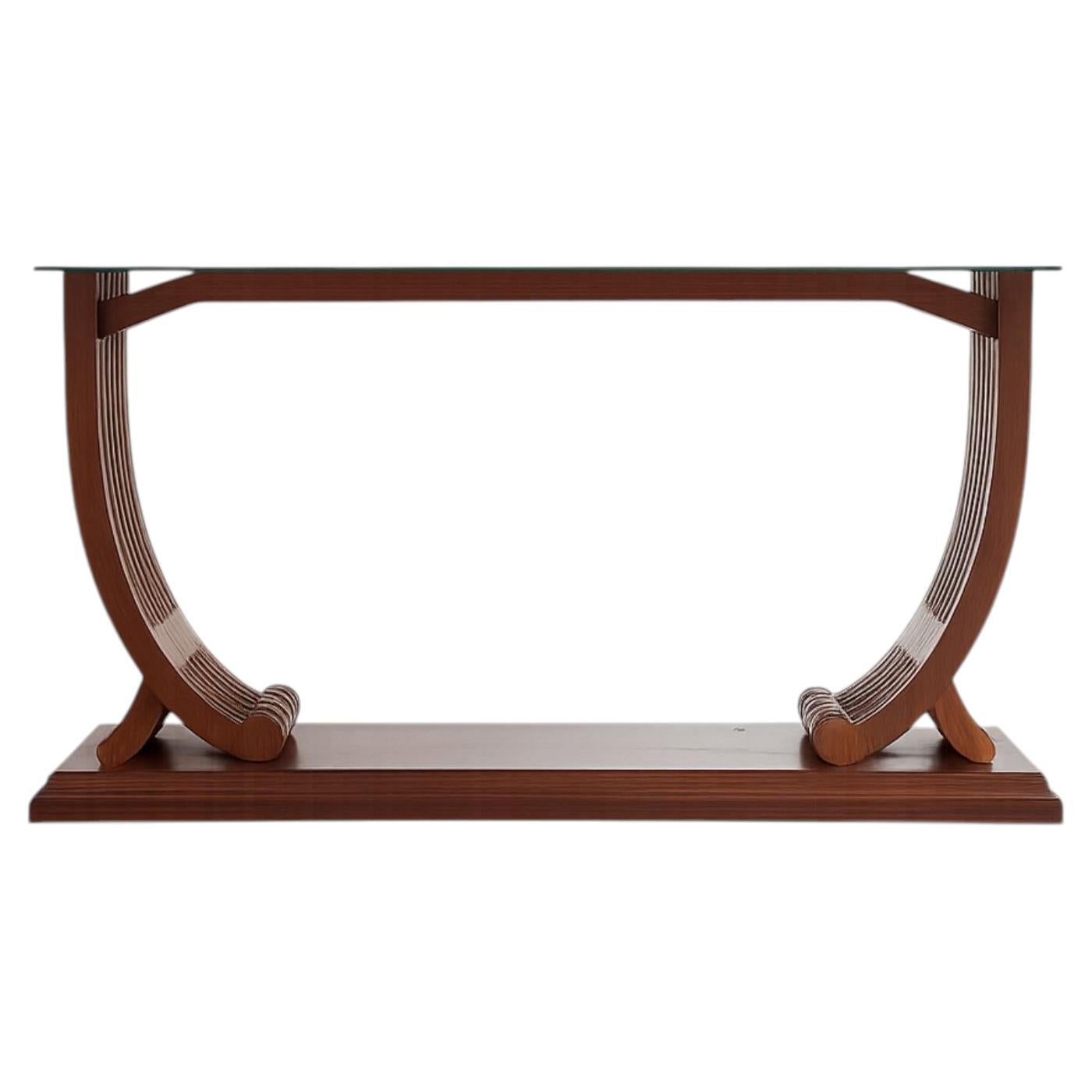 English Art Deco Console Table Att. to Harry & Lou Epstein, Oak & Glass, c. 1940 For Sale